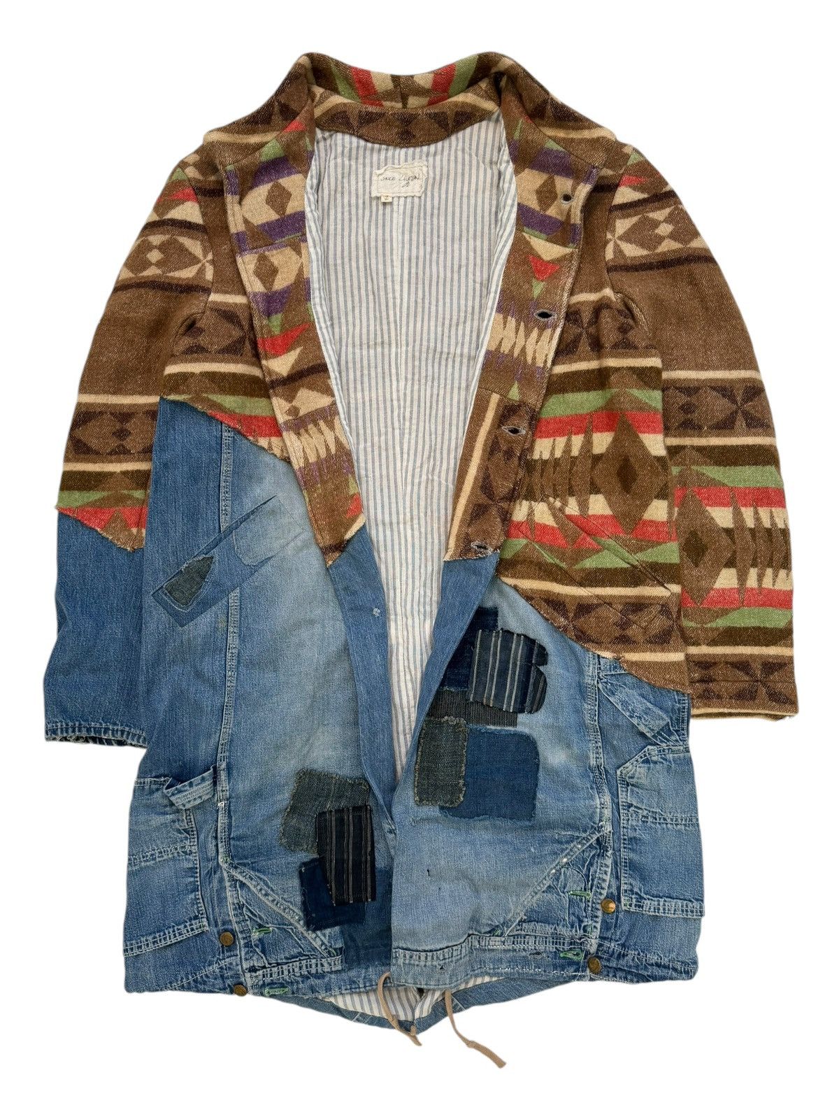 Greg Lauren $5,200 GRAIL 50/50 Modern Artist Coat Navajo Pattern & Denim Size US M / EU 48-50 / 2 - 3 Thumbnail