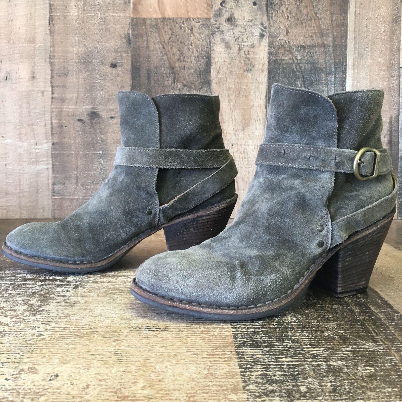 image of Fiorentini Baker Gray Suede Ankle Boots Womens Eur 38 Us 8 in Grey