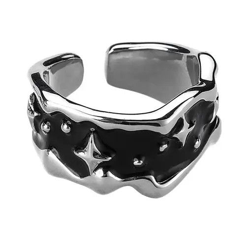 VIBE 2pcs Stars Irregular Punk Ring Rock Gothic Size ONE SIZE - 2 Thumbnail