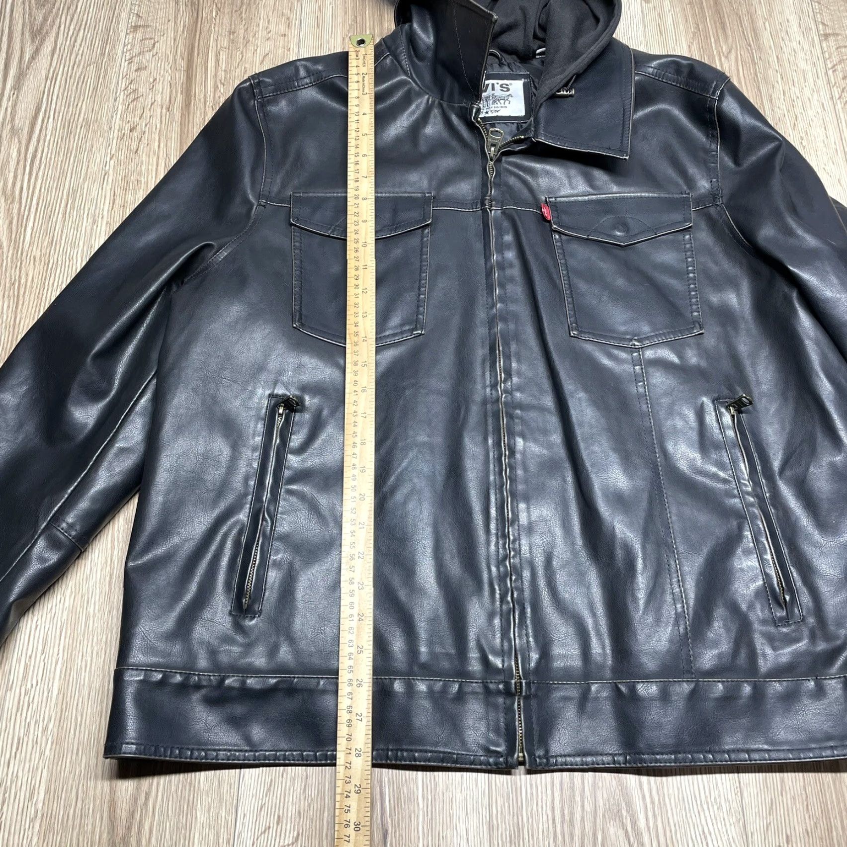 Levi's Levi's Jacket Mens 2xl Black Faux Leather Hooded Jacket Size US XXL / EU 58 / 5 - 5 Thumbnail
