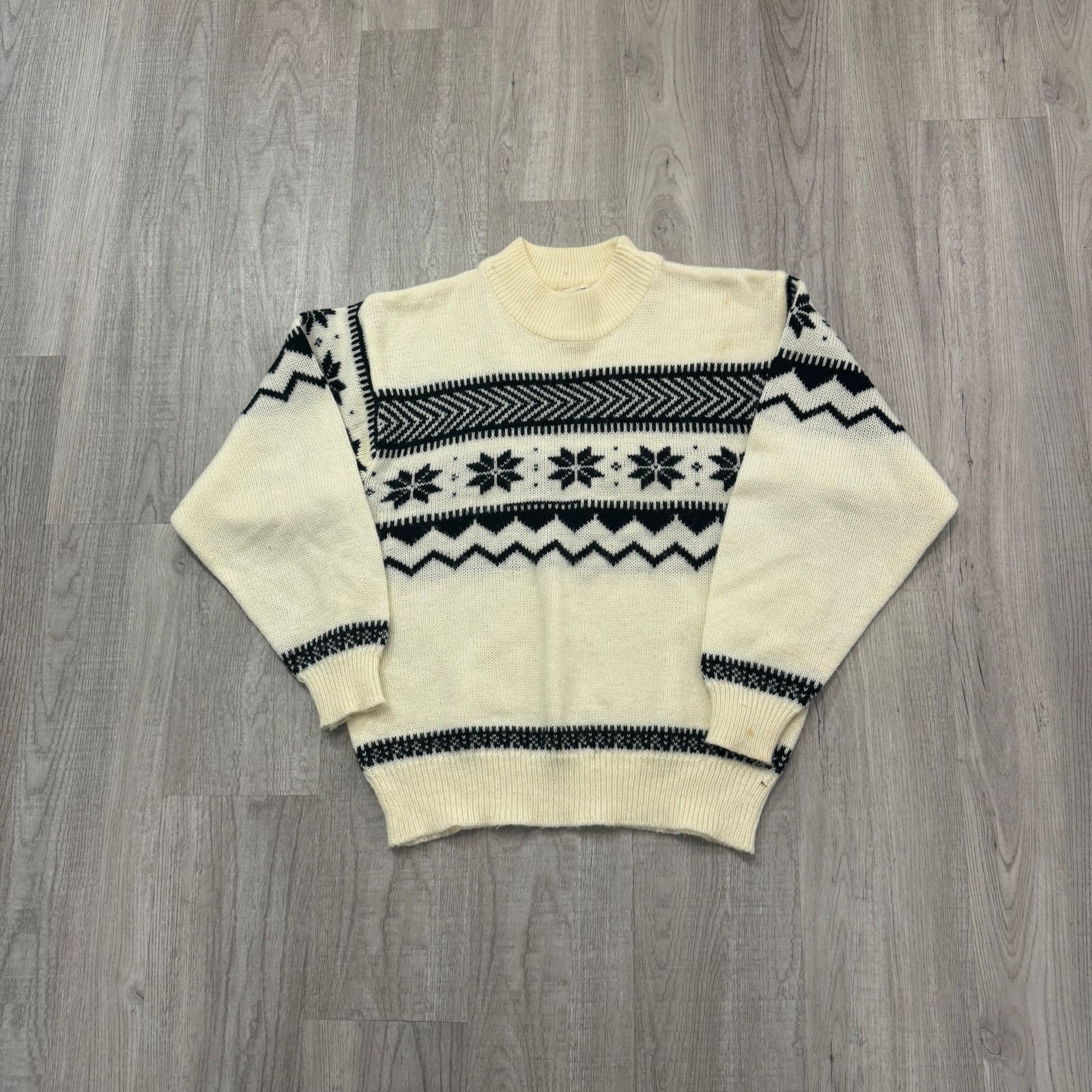 Vintage Vintage Jason Maxwell Sweater Women's Large Cream Geometric Size L / US 10 / IT 46 - 1 Thumbnail