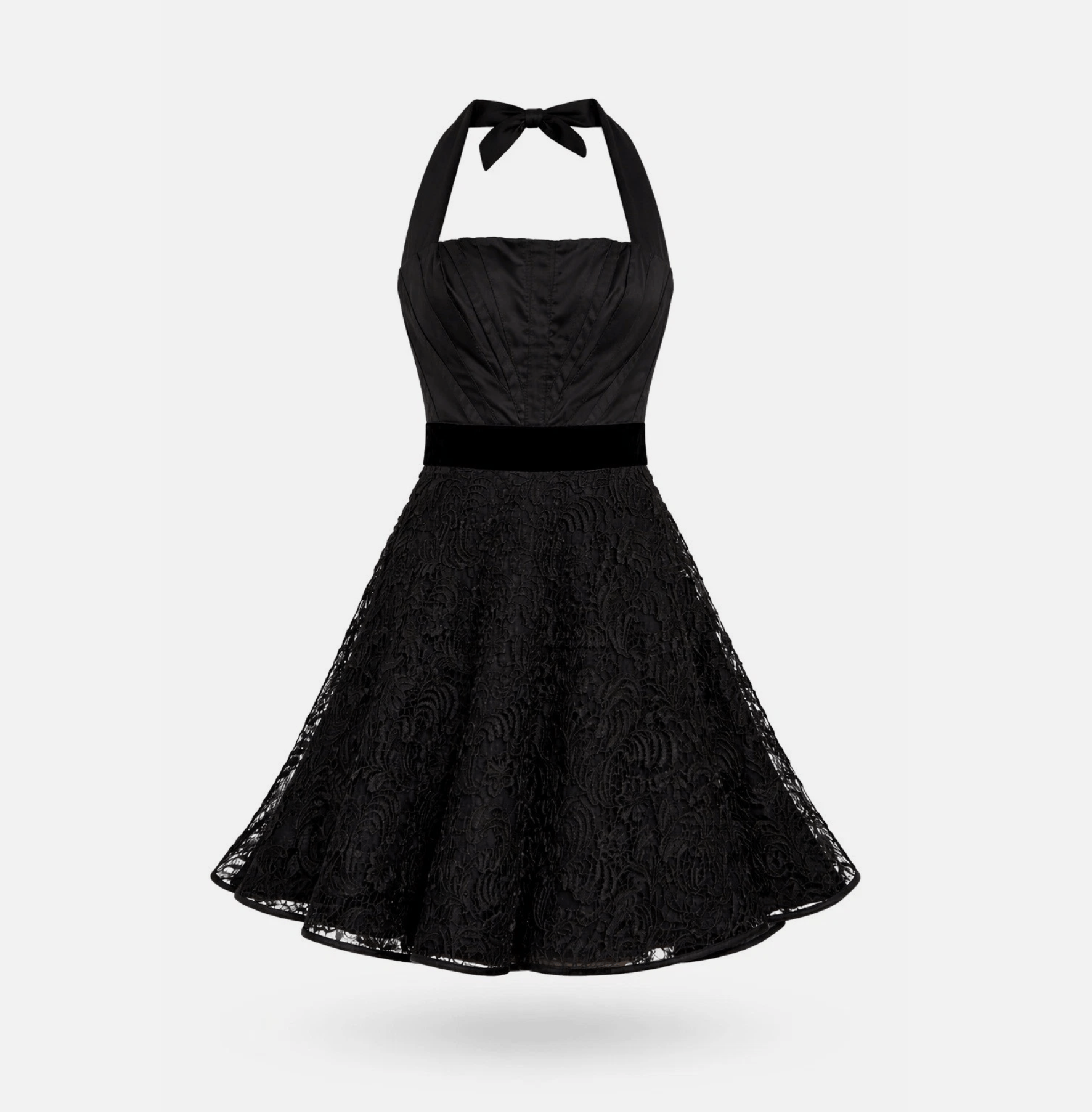 Karen Millen Karen Millen Black Halter Lace Fit Flare Party Dress NWT Size M / US 6-8 / IT 42-44 - 2 Thumbnail
