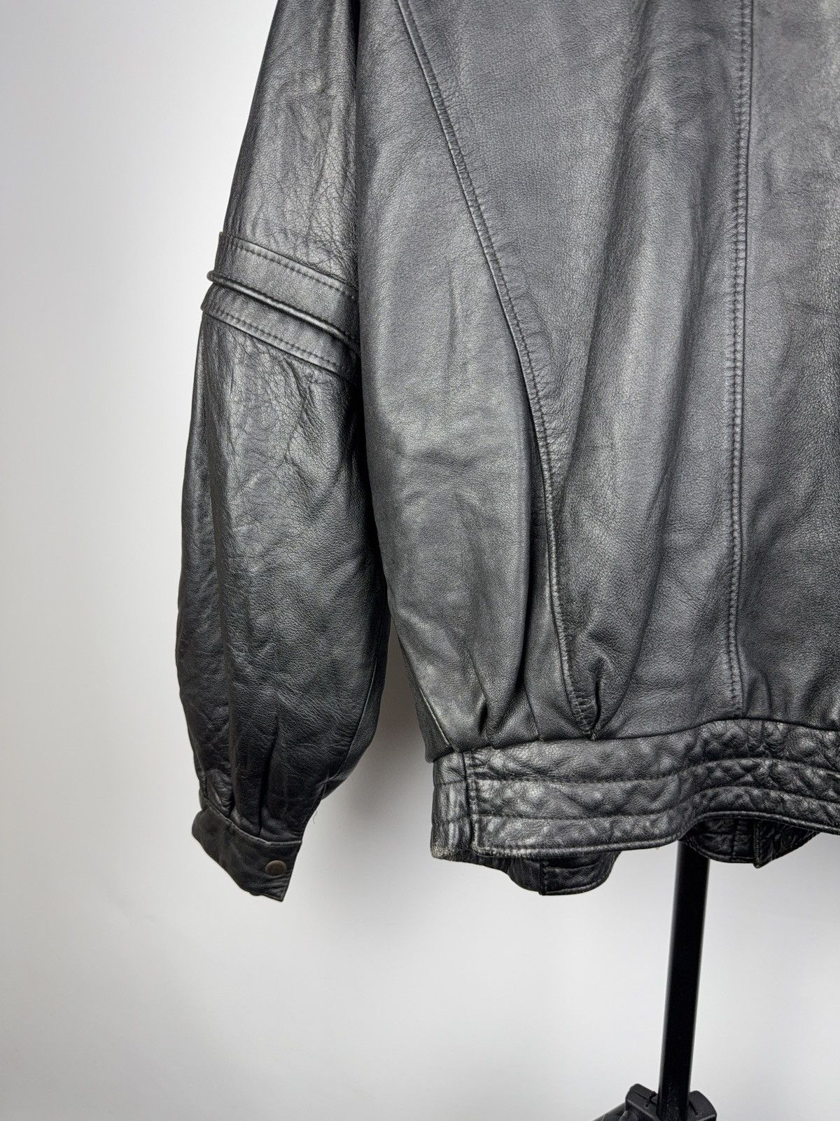 Leather Vintage 90s Genuine Leather MOTO Bomber Jacket Rock Punk Size US L / EU 52-54 / 3 - 14 Thumbnail