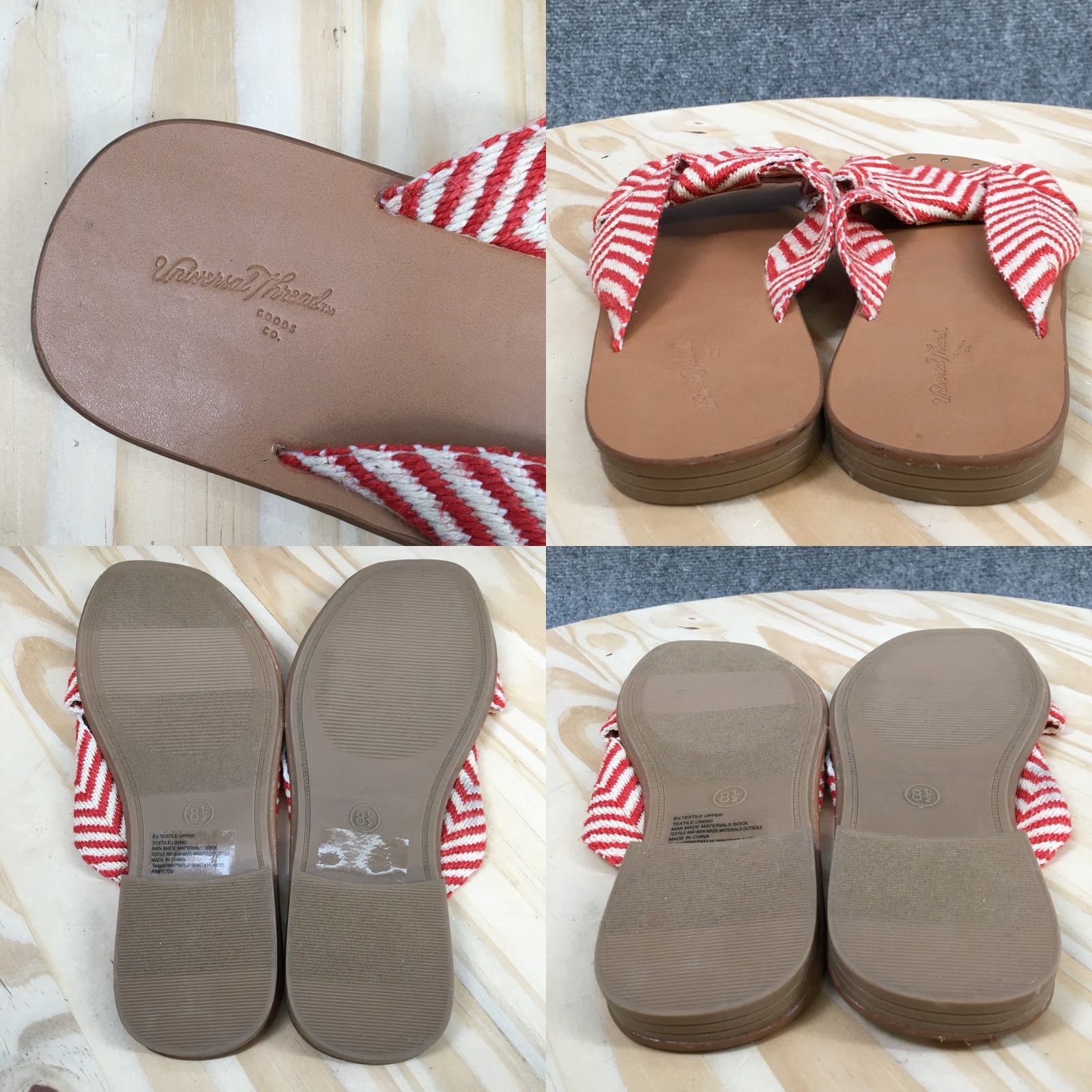 Vintage Universal Thread Sandals Louise Chevron Knotted Slide Red Womens 8.5 NEW Slip On Casual Flat Shoes Size US 9 / IT 39 - 8 Thumbnail