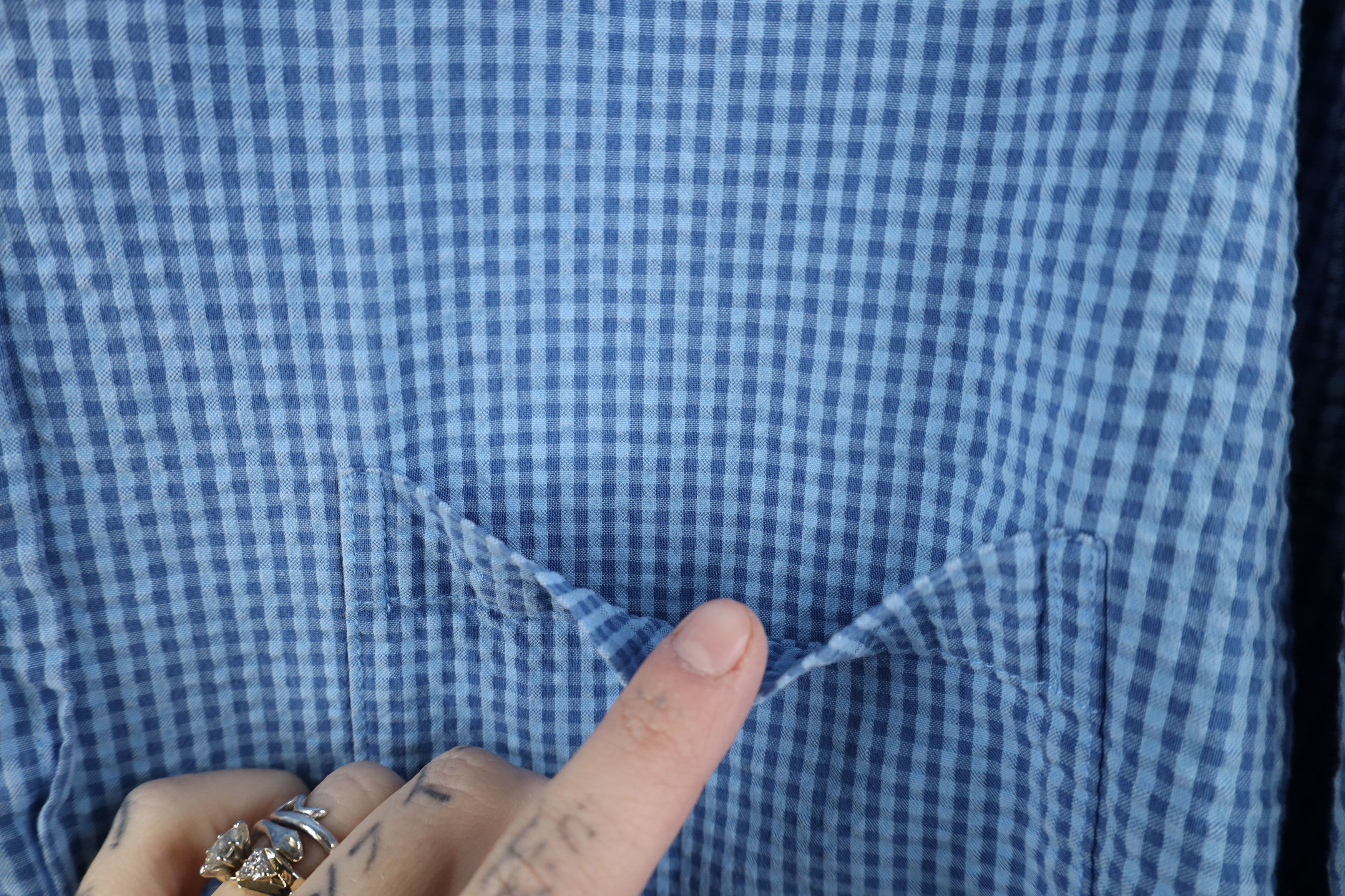 L.L. Bean Vintage LL Bean Collared Button Down Shirt Blue Plaid Size US XL / EU 56 / 4 - 4 Thumbnail