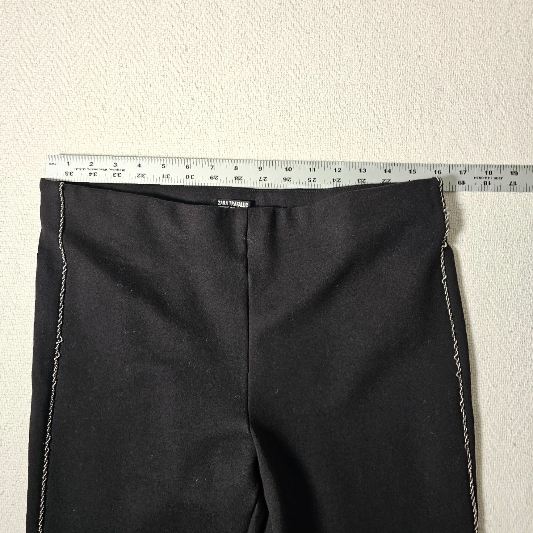 Zara Zara Trafaluc Collection Pants Women XL Black Cropped Stretch Pull On Polyester Ponte Rhinestone 90s Womens Size 40" / US 18 - 4 Thumbnail