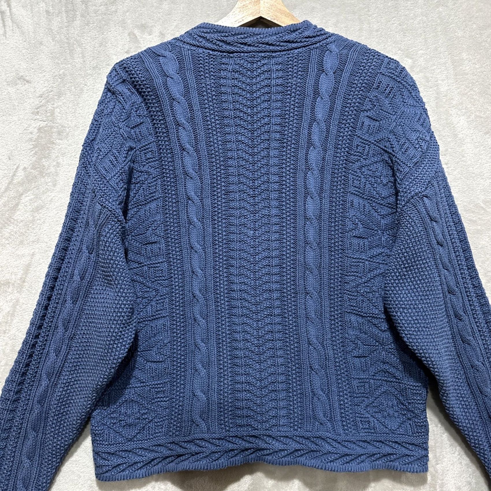 Vintage VINTAGE L.L. Bean Cardigan Sweater Womens Medium Blue 100% Cotton Cable Knit Size M / US 6-8 / IT 42-44 - 3 Thumbnail