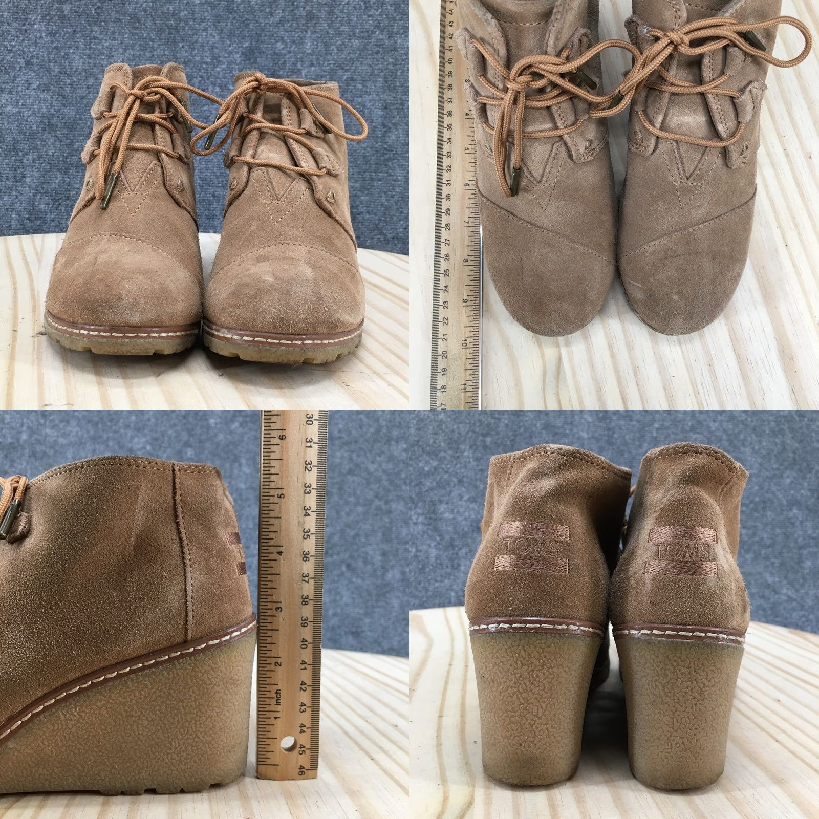 Toms TOMS Boots Womens 7.5 Kala Desert Wedge Ankle Bootie Brown Suede Casual Boots Size US 8 / IT 38 - 8 Thumbnail