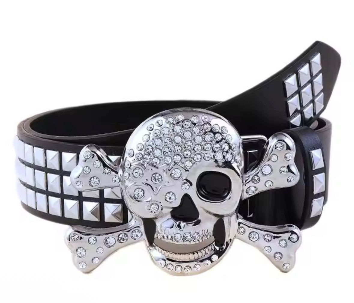 Japanese Brand Unisex Trendy Gothic Punk Skulls Buckle Belt Size ONE SIZE - 3 Thumbnail
