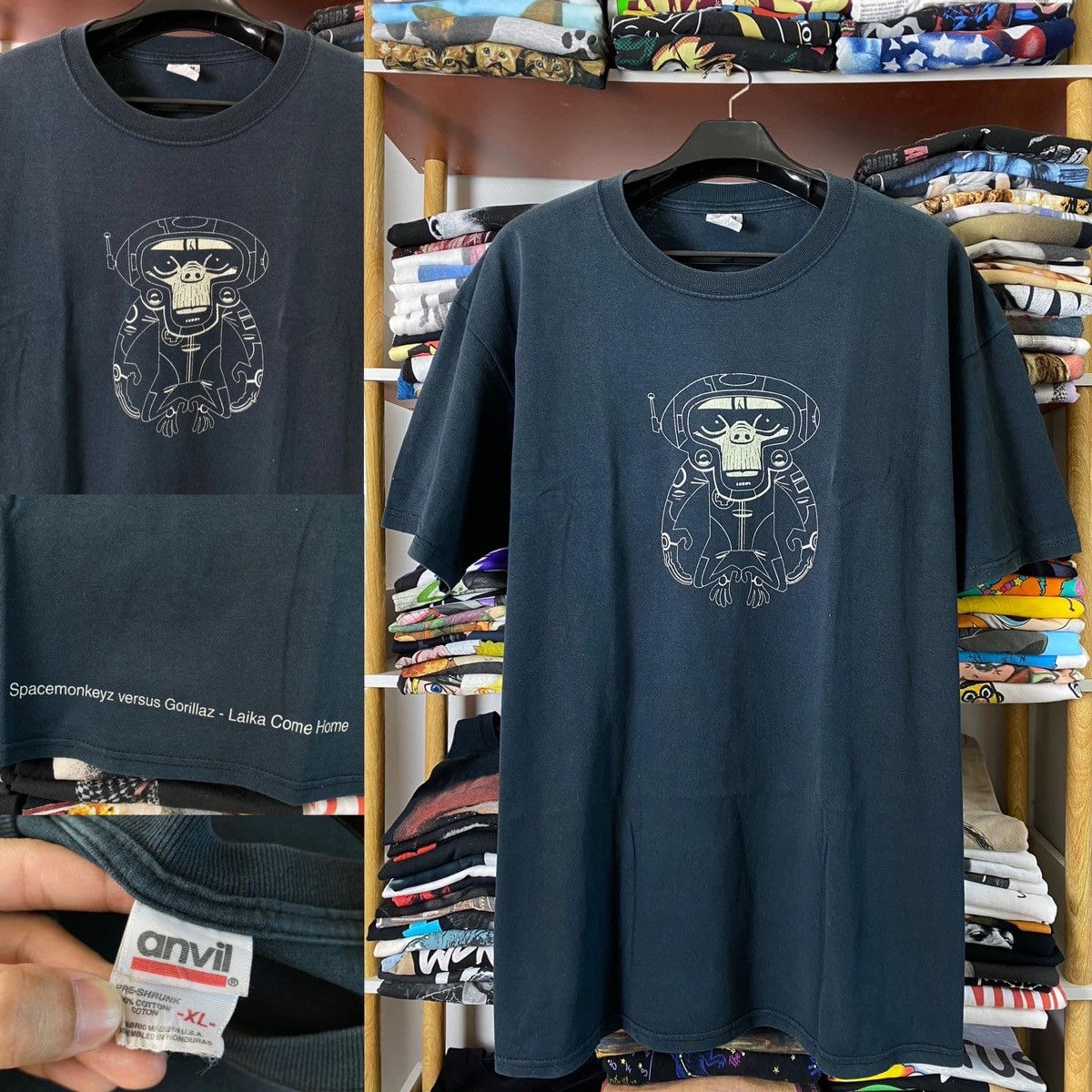 Band Tees × Vintage Rare Vintage '00 Spacemonkeyz Vs Gorillaz - Laika Come Home Size US XL / EU 56 / 4 - 7 Thumbnail