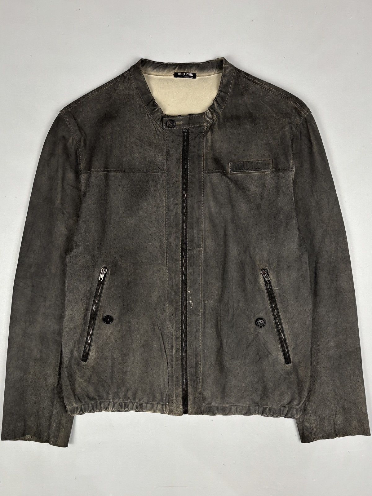 Miu Miu 2000’s Archived Grey Pelle - Leather Jacket Size US L / EU 52-54 / 3 - 1 Thumbnail
