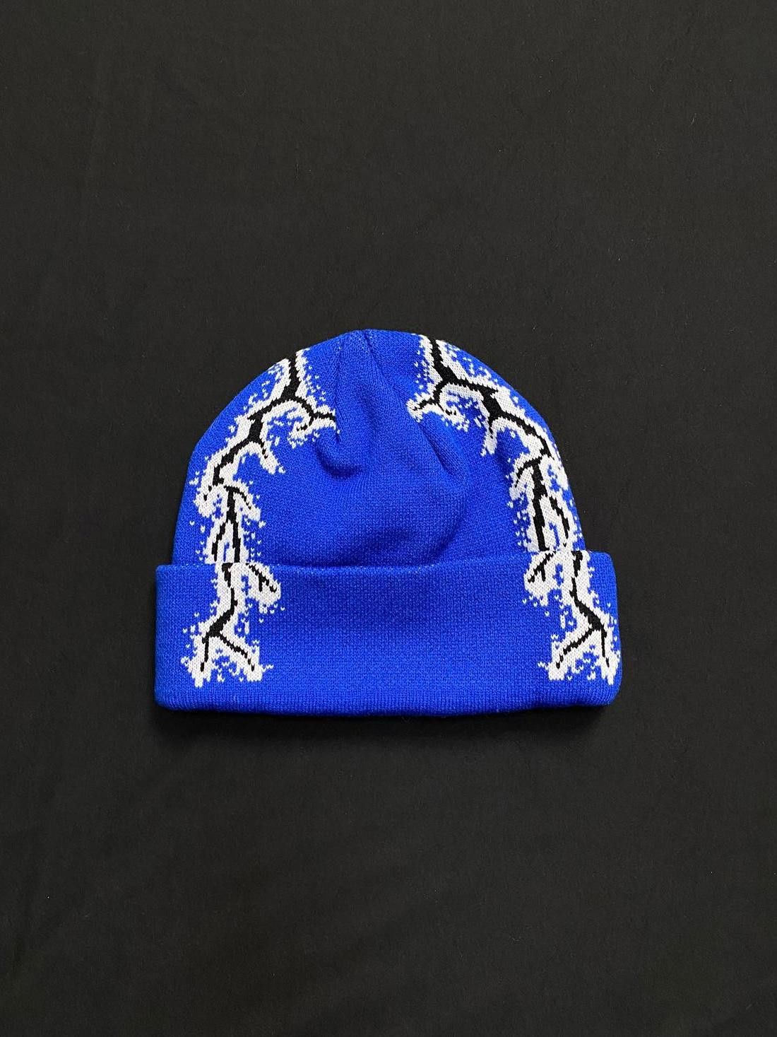 Hockey Skateboards Deadstock Hockey Lightning No Cuff Knit Blue Beanie OS Size ONE SIZE - 4 Thumbnail