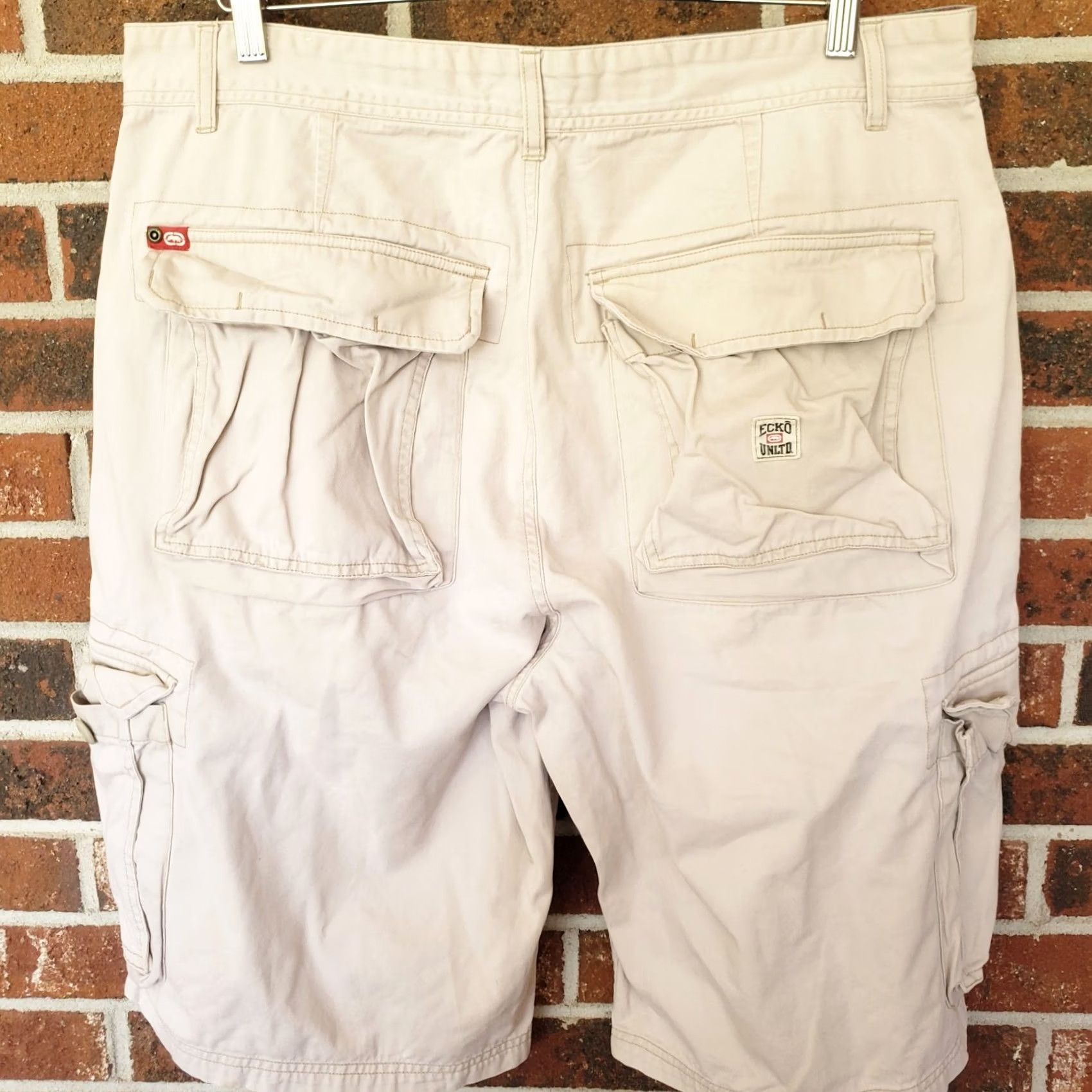Ecko Unltd. Ecko Unltd Y2K Cargo Shorts Men 38x12 Beige Baggy Relaxed Loose Skater Edison Size US 38 / EU 54 - 7 Thumbnail