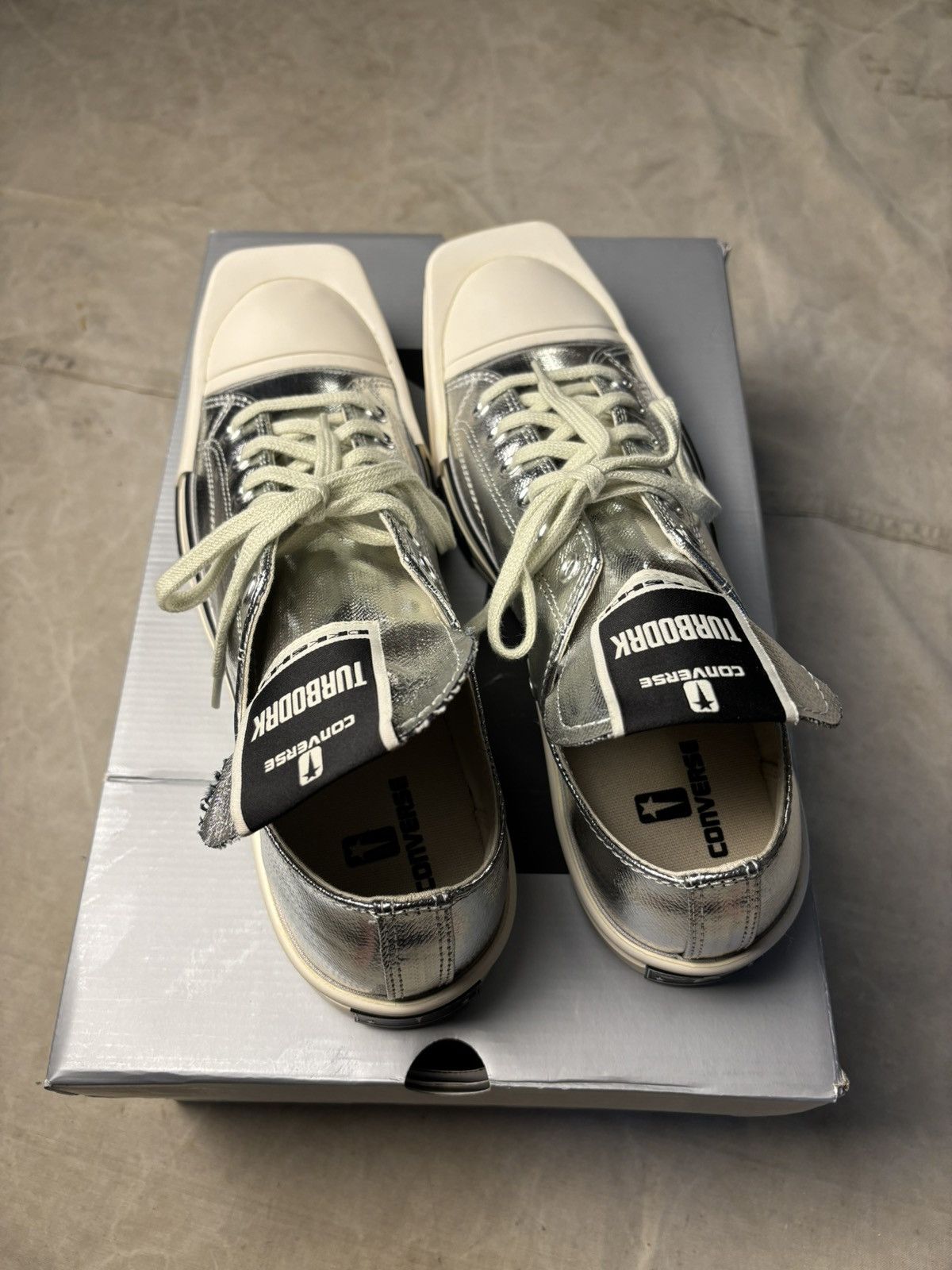 Converse × Rick Owens Drkshdw Rick Owens X Converse Turbodrk Silver Low 10.5 Size US 10.5 / EU 43-44 - 4 Thumbnail
