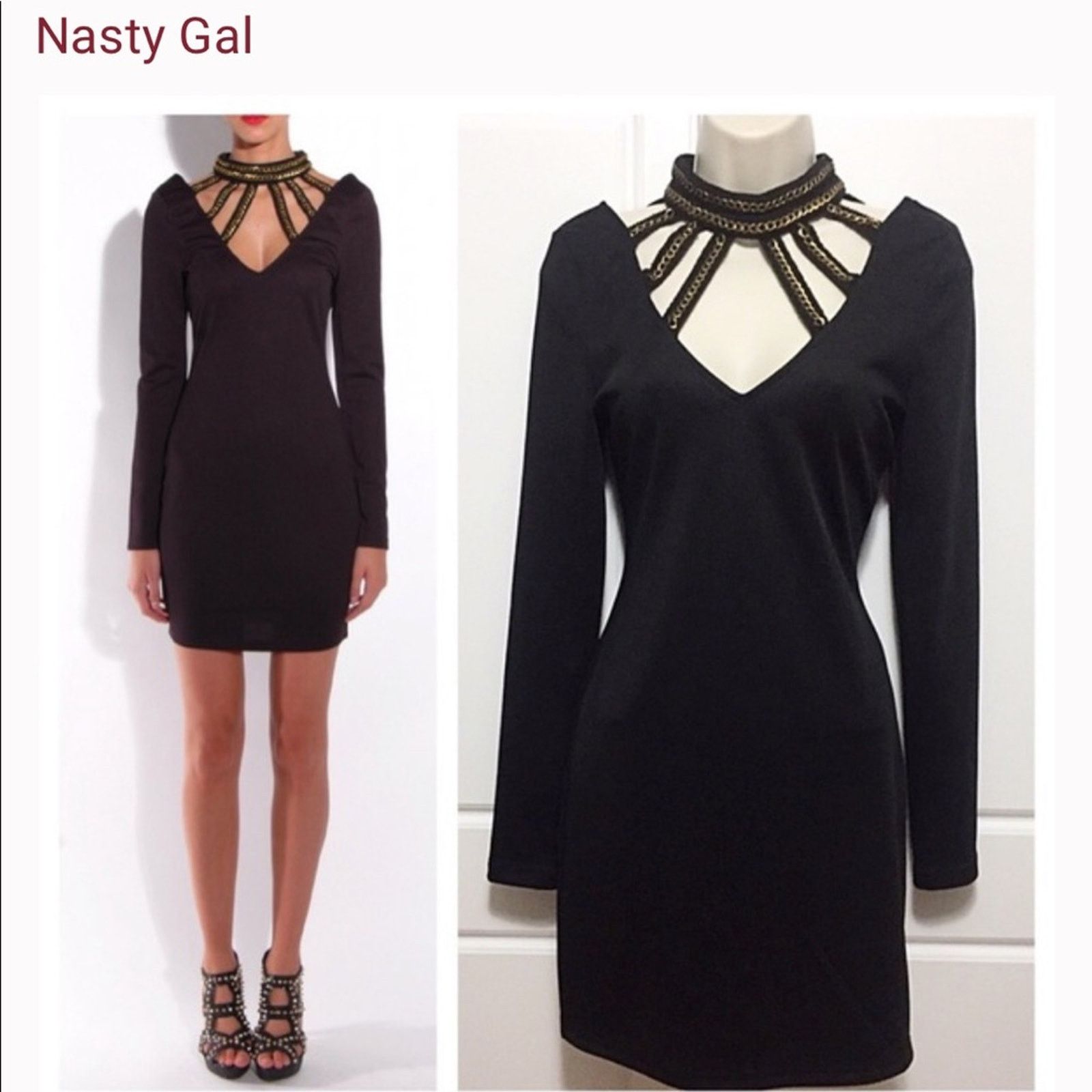 Nasty Gal NastyGal Cage Collar Dress Mini Short Sexy Business Party Size S / US 4 / IT 40 - 1 Thumbnail