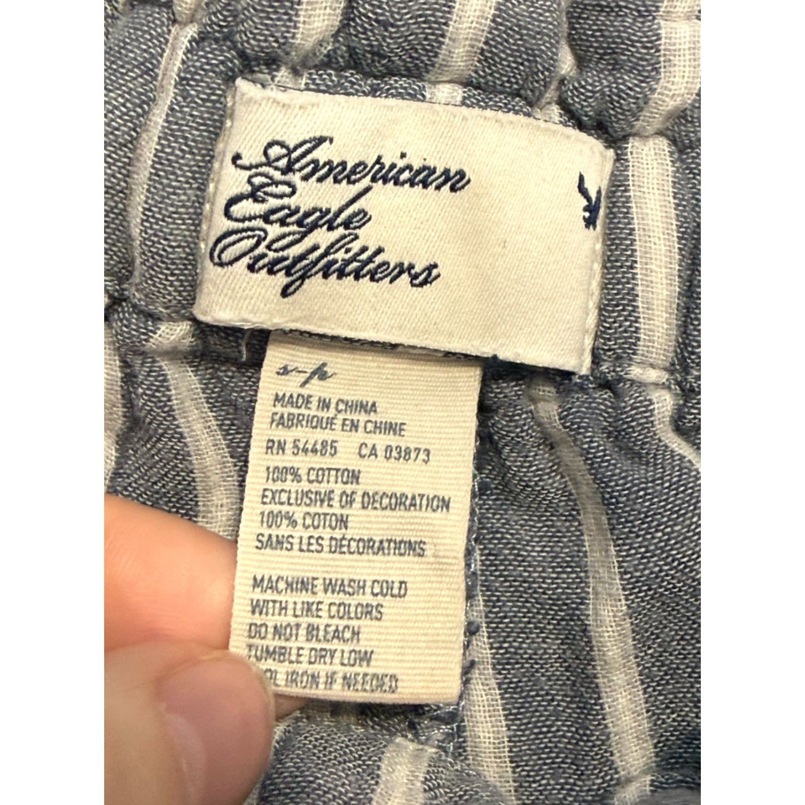 American Eagle Outfitters American Eagle Outfitters Pants Women's Small Blue White Striped Tie Waist Paperbag Elastic Waist Size 28" / US 6 / IT 42 - 5 Thumbnail