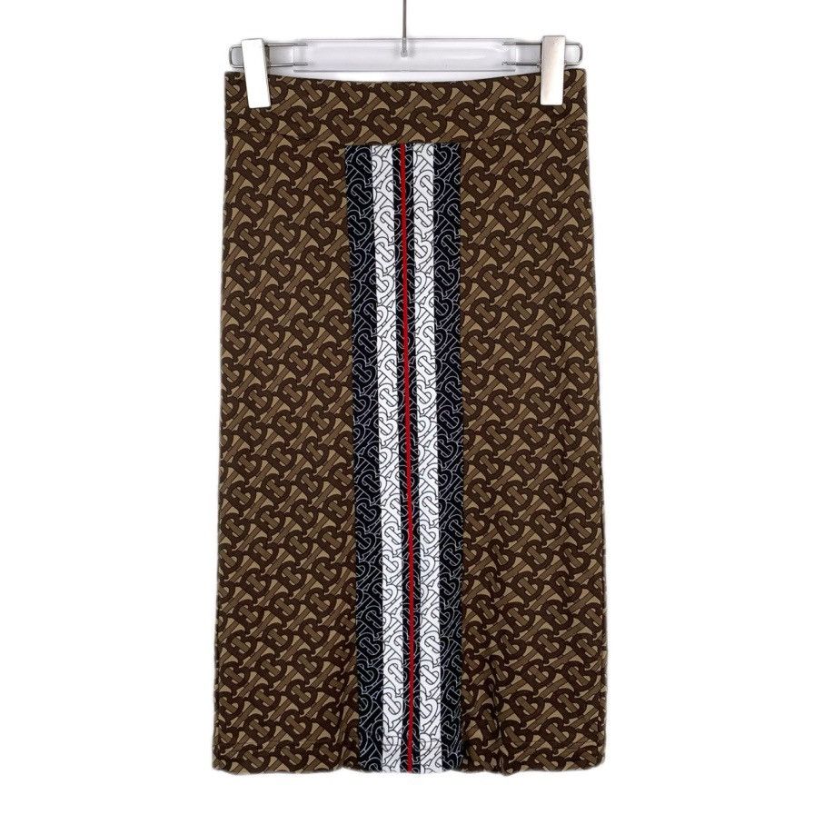 Burberry Burberry Check All-over Printed Striped Spliced Skirt K26WX Size 26" / US 2 / IT 38 - 1 Thumbnail