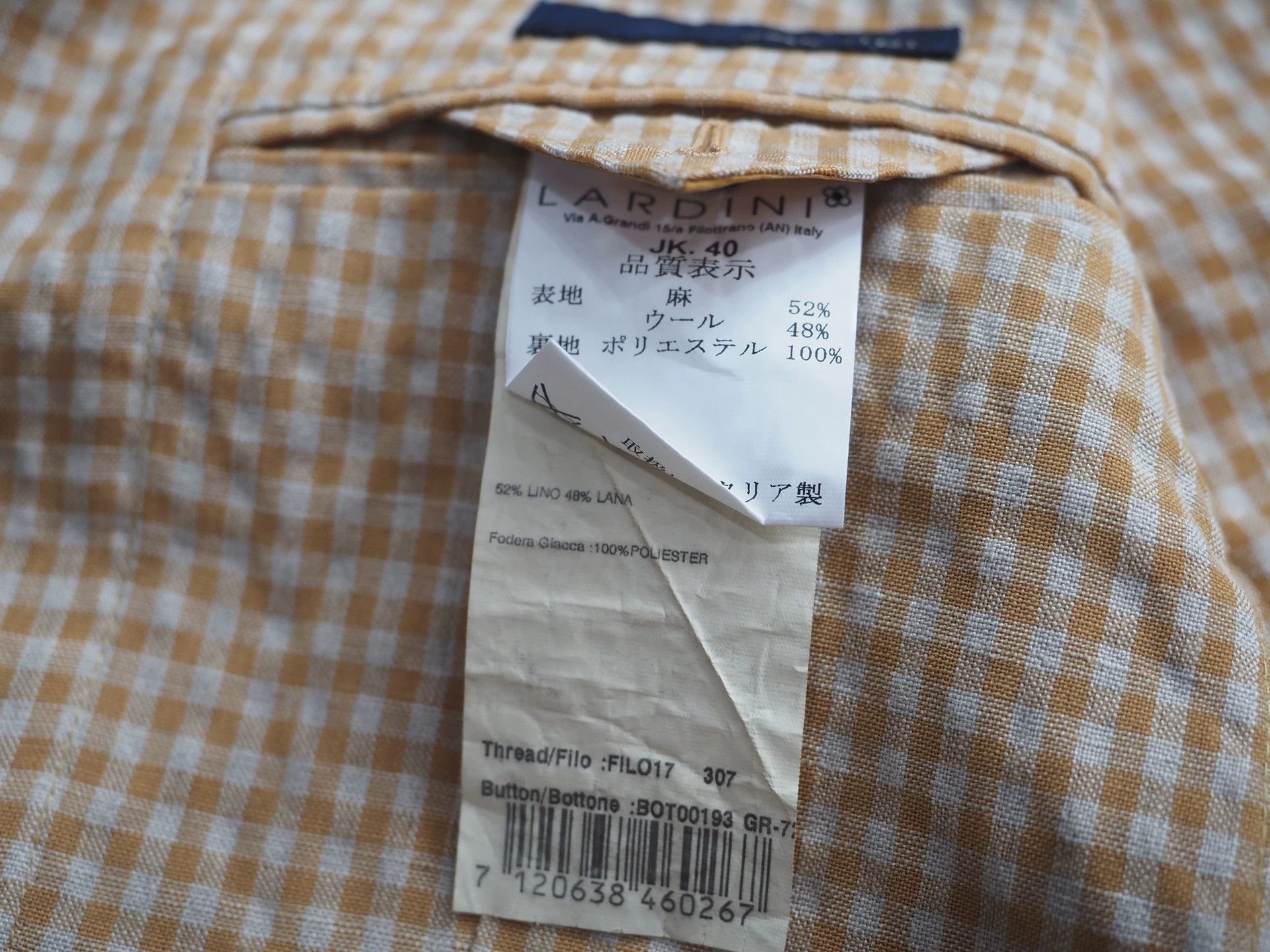 Lardini LARDINI Yellow Plaid Wool/Linen Blazer Size 44R - 4 Thumbnail