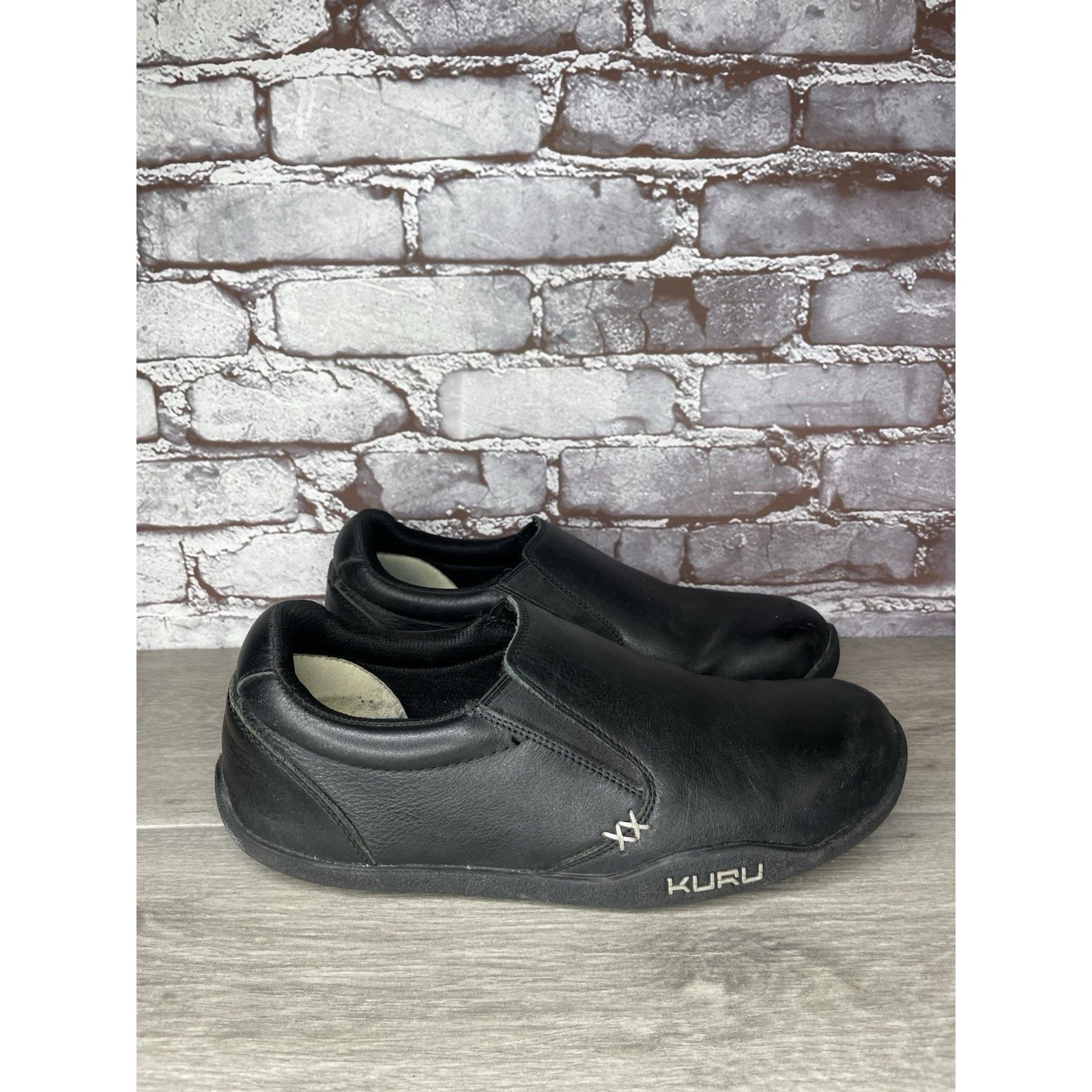 Guru Kuru Kivi Black Leather 10250180 Slip On Walking Loafers Com Size US 9.5 / EU 42-43 - 4 Thumbnail