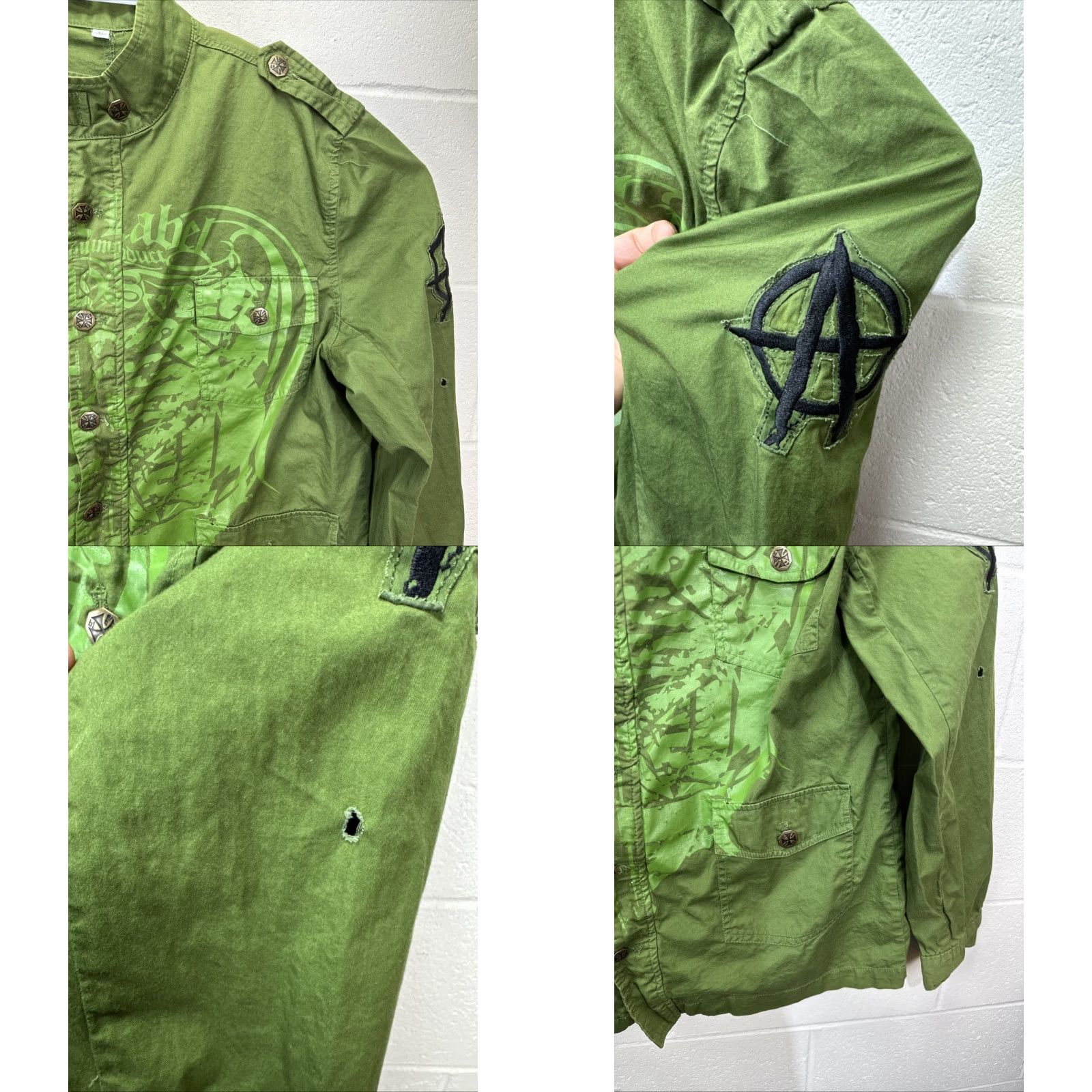 Vintage VINTAGE Blac Label Army Jacket XL Green Embroidered Military Full Zip Mens Size US 36 / EU 52 - 8 Thumbnail