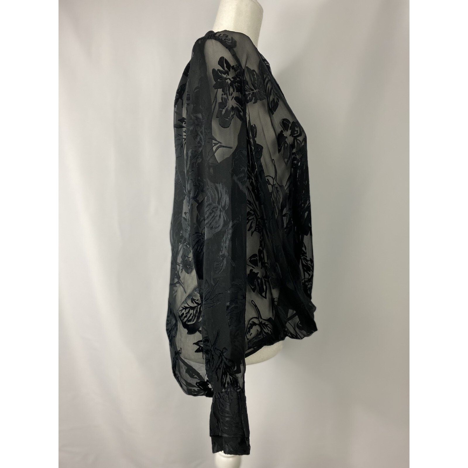 Rag & Bone Rag & Bone Black Victor Blouse Size S Flower Leaves A003006 Size S / US 4 / IT 40 - 3 Thumbnail