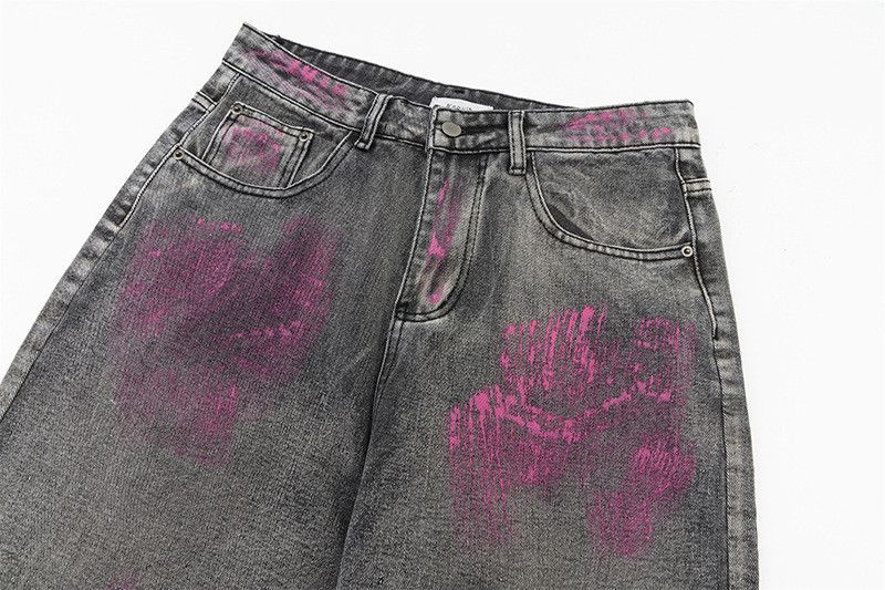 Vintage High street retro Vibe graffiti wide-leg jeans for men Size US 32 / EU 48 - 3 Thumbnail