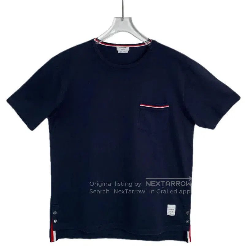Thom Browne Thom Browne Navy Cotton Men's T-shirt . Size US L / EU 52-54 / 3 - 1 Thumbnail