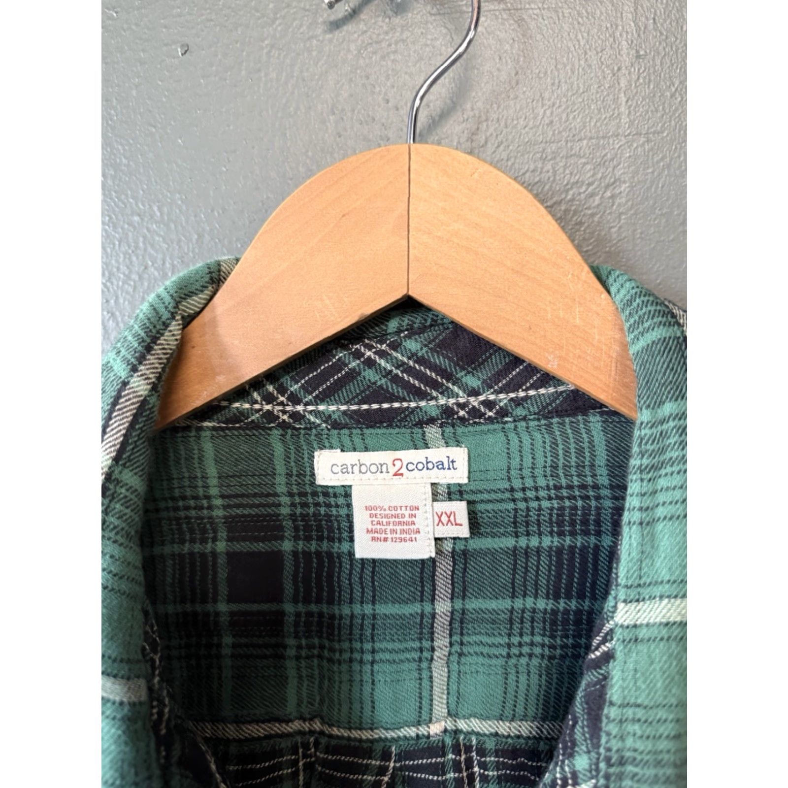 Carbon2Cobalt VINTAGE Carbon2Cobalt Mens Button-Up Plaid Flannel Long Sleeve Green 2XL Shirt Size US XXL / EU 58 / 5 - 3 Thumbnail