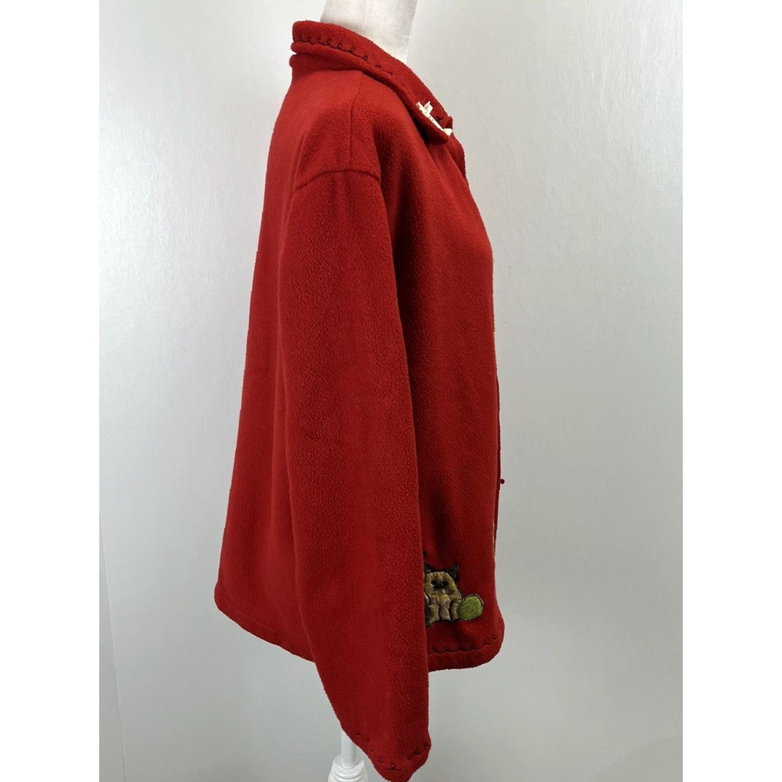 Vintage VINTAGE Take Two Fleece Jacket Womens Christmas Cats Medium Red | Jacket | Women | Vintage 2000s Size M / US 6-8 / IT 42-44 - 4 Thumbnail