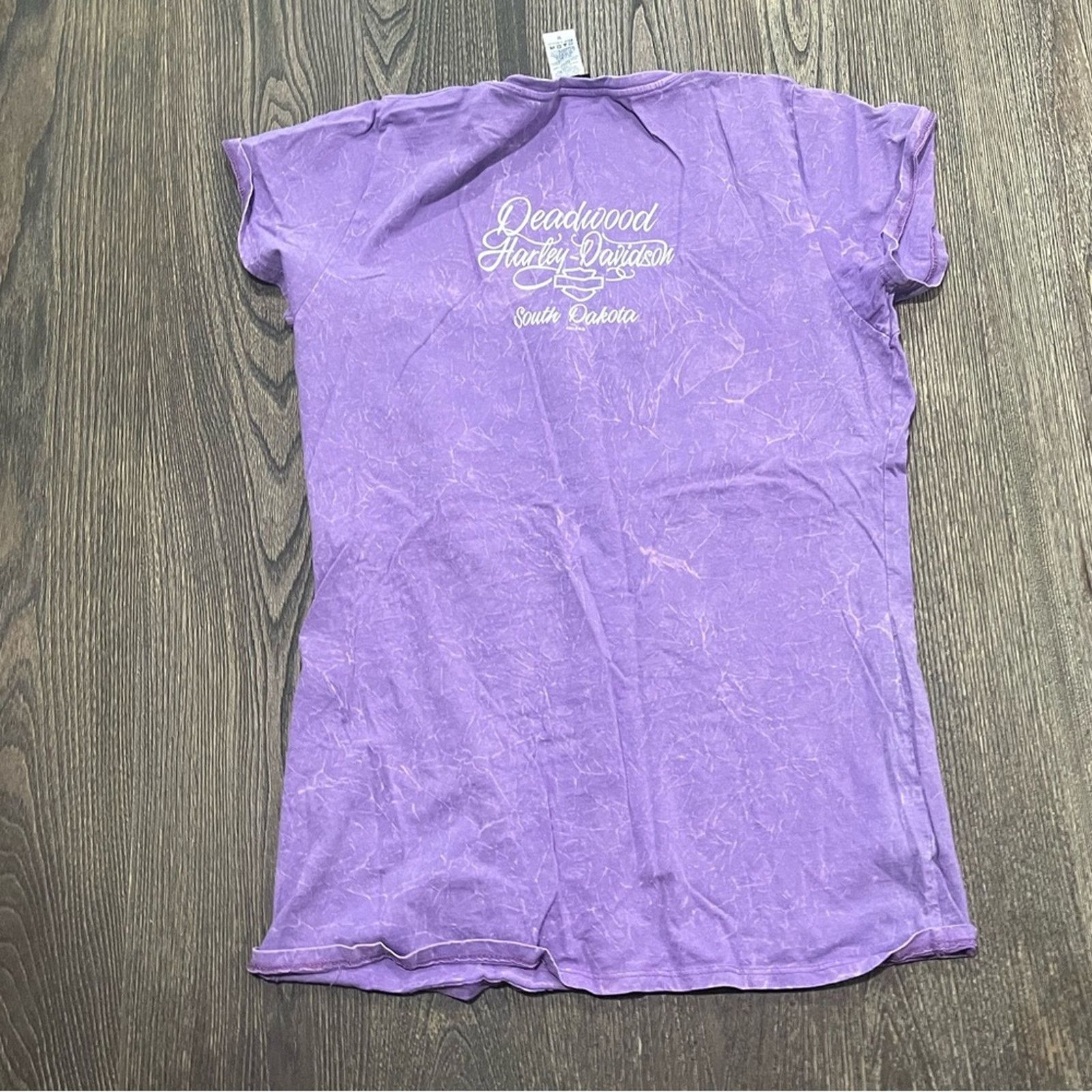 Vintage Harley-Davidson V-Neck T-Shirt Rhinstones Sturgis Print Sz M Size M / US 6-8 / IT 42-44 - 5 Thumbnail