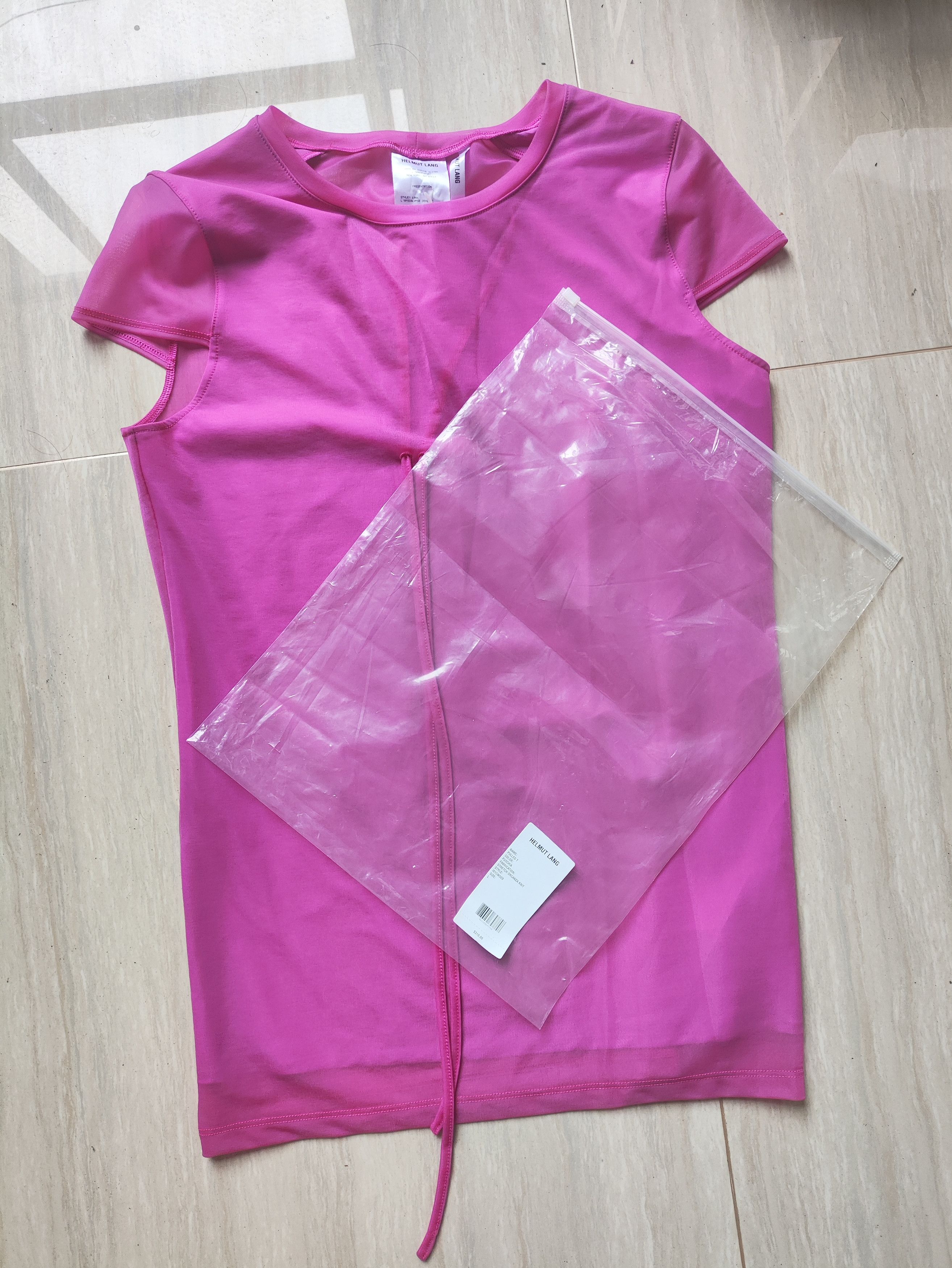 Helmut Lang SS18 Shayne Oliver Design Pink Bobo Strip T-shirt Size L / US 10 / IT 46 - 6 Thumbnail