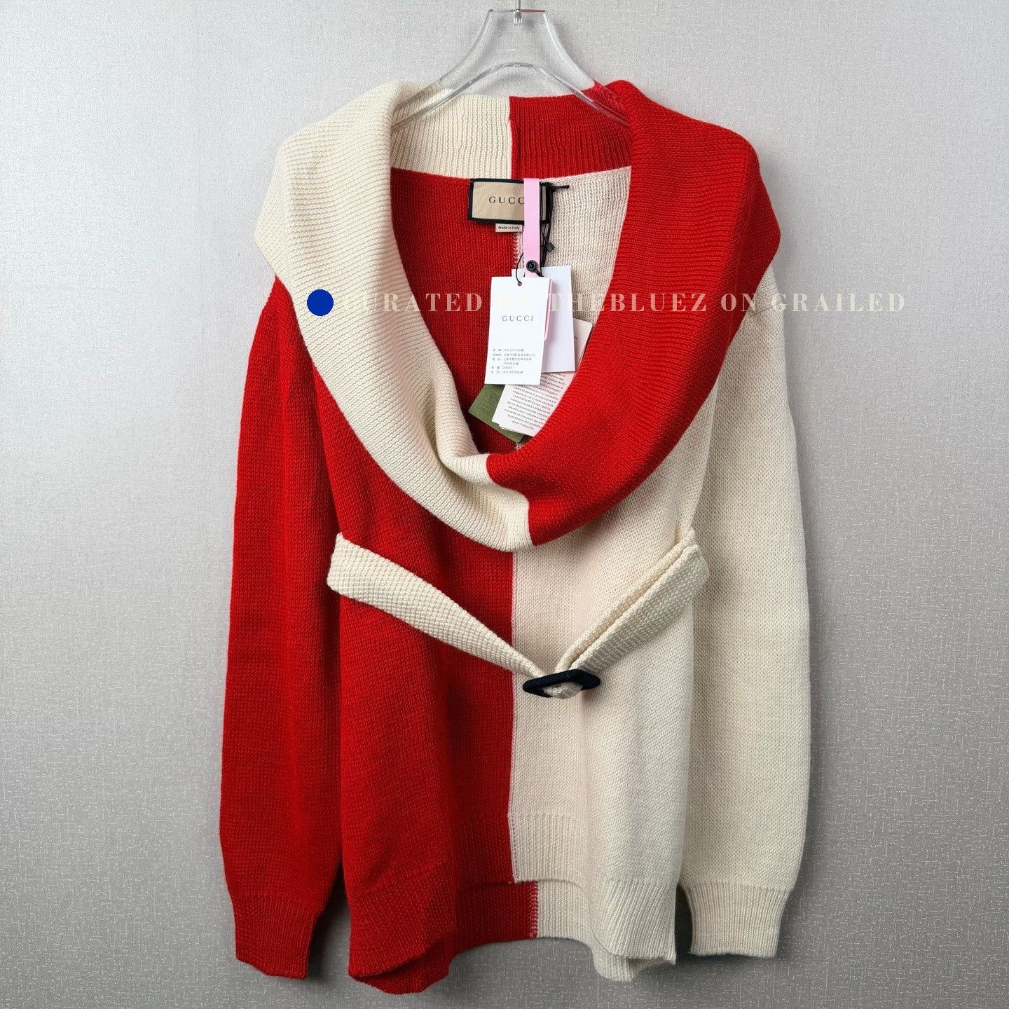 Gucci Gucci Red White Color Block Wool Knit Sweater Size L / US 10 / IT 46 - 1 Thumbnail