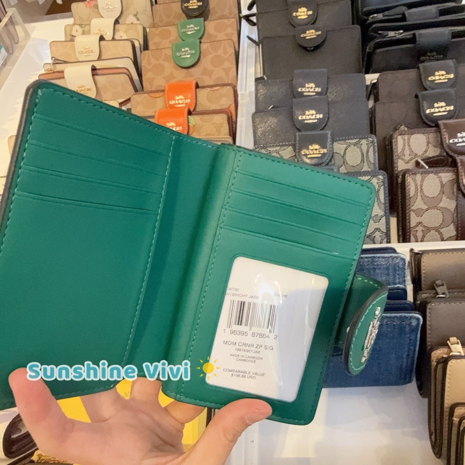 Coach NWT Coach Medium Corner Zip Wallet CW786 Silver/Bright Jade Size ONE SIZE - 2 Thumbnail