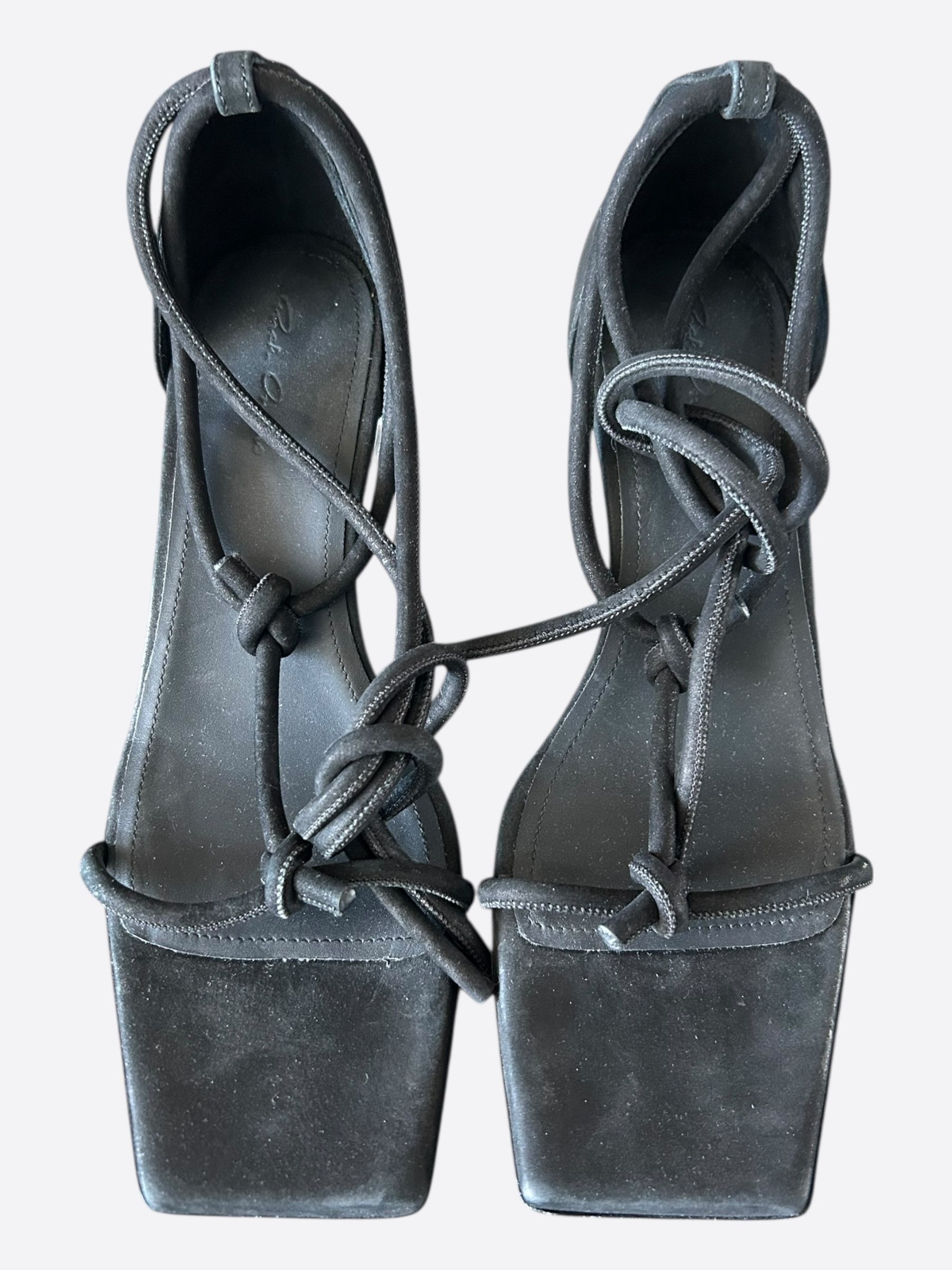 Rick Owens Rick Owens Black & Clear Leather Ankle-Wrap Sandals Size US 10 / IT 40 - 2 Thumbnail