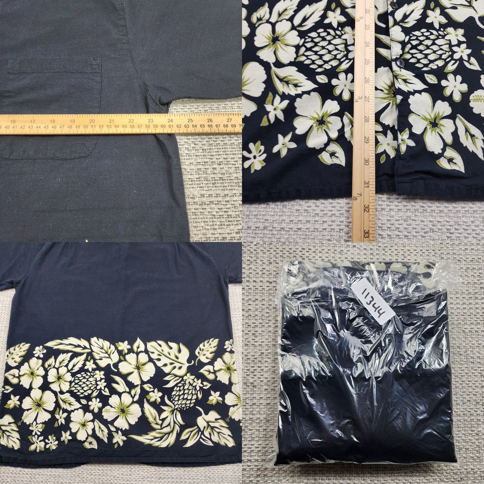 Vintage VINTAGE CS Sport Shirt Mens Large Navy Blue Hawaiian Floral Button-Up Cotton Shirt Size US L / EU 52-54 / 3 - 8 Thumbnail