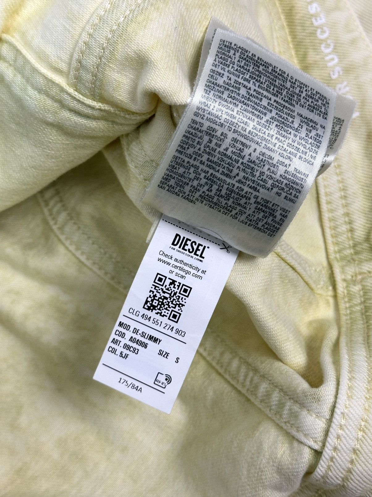 Diesel Diesel De-Slimmy Cropped Yellow Washed Denim Women’s Jacket Size S / US 4 / IT 40 - 9 Thumbnail