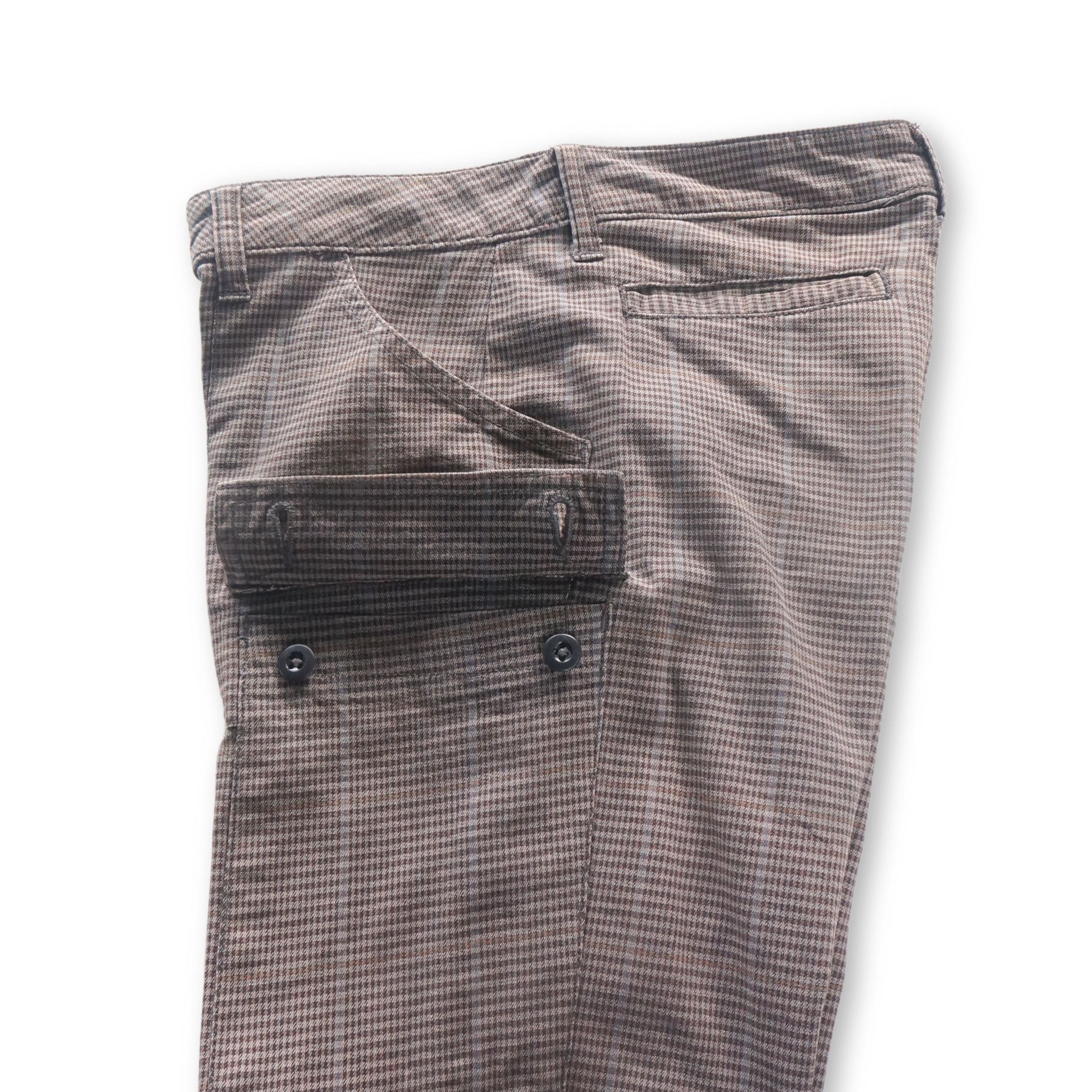 Japanese Brand ALCX Light Brown Plaid Pattern Cargo Pants Size 28" / US 6 / IT 42 - 6 Thumbnail