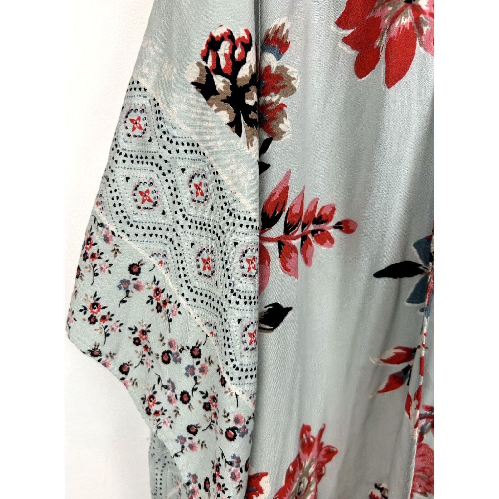 Layer 8 Angie Kimono Womens Small Blue Floral Oversized Open Topper Boho Hippie Layer Size S / US 4 / IT 40 - 4 Thumbnail
