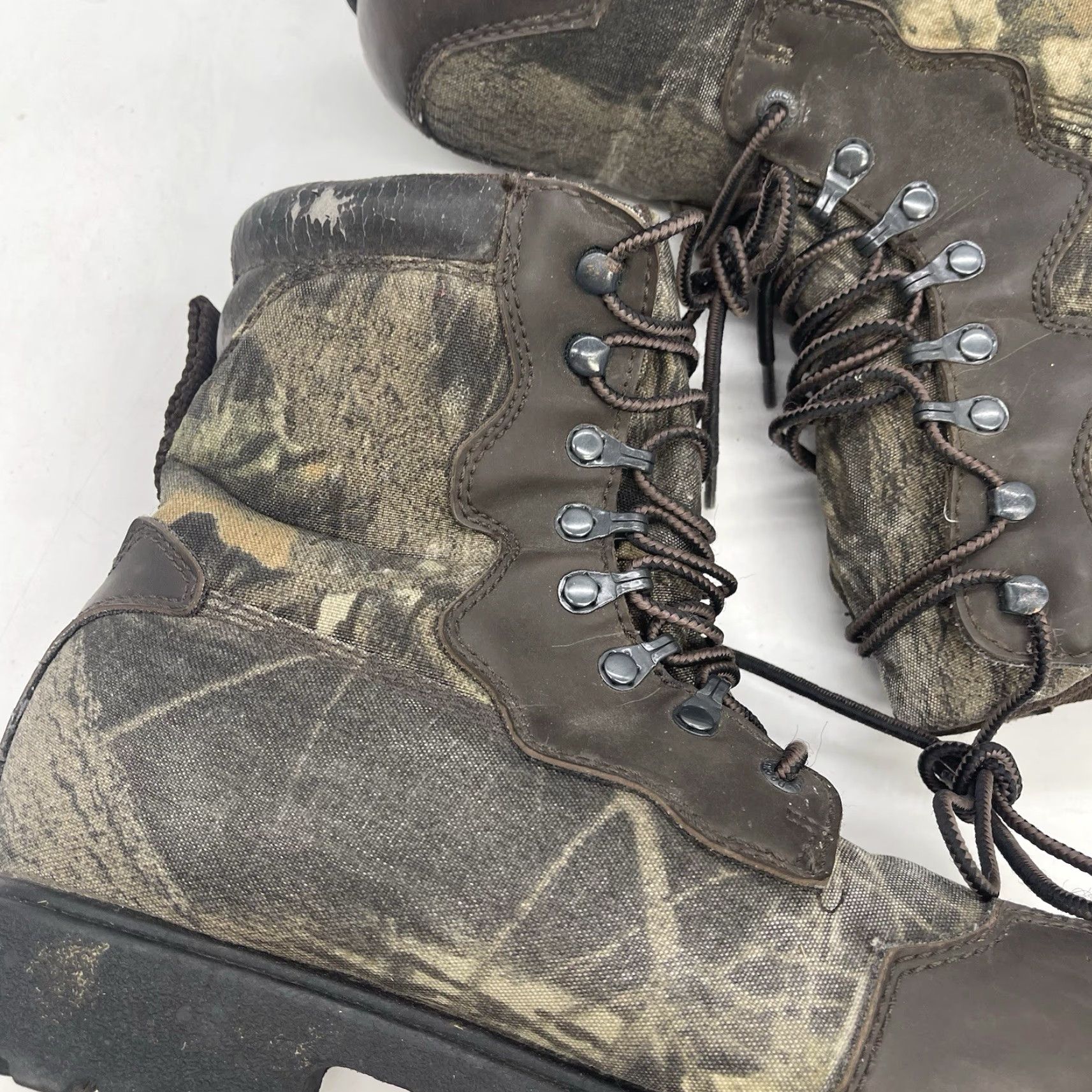 Vintage ROCKY THINSULATE Boots Mens 6 Camouflage Hunting Hiking Workwear Lace Up Mid-Calf Brown Leather Upper Synthetic Size US 6 / EU 39 - 6 Thumbnail