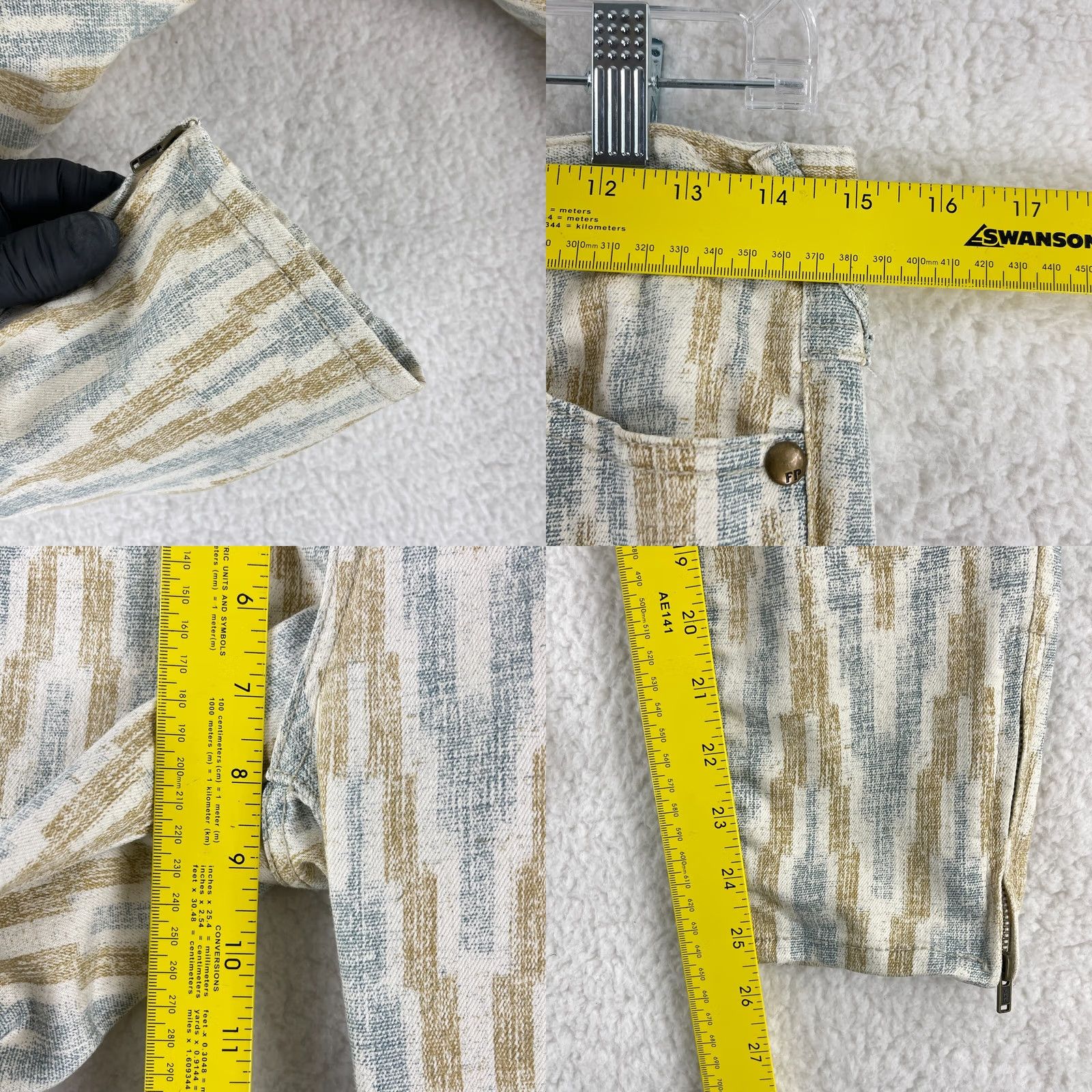 Free People Free People Ikat Print Skinny Jeans Womens 26 Ivory Bohemian Festival Denim Jeans Menus Size 26" / US 2 / IT 38 - 8 Thumbnail