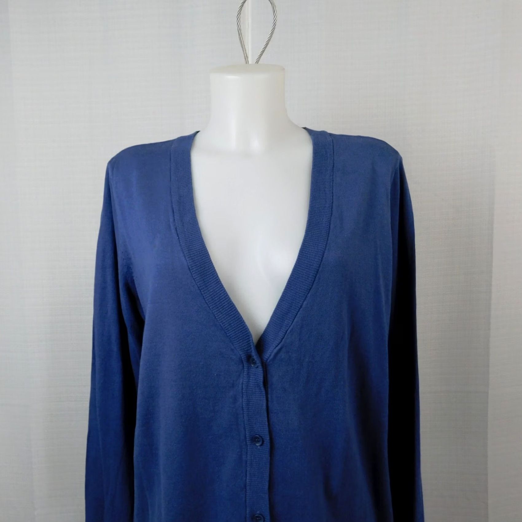 Alfani Alfani Cardigan Shirt Women M Blue 100% Cotton Knit V-Neck Button-Front Lightweight Casual Fall Winter Spring Sweater Size M / US 6-8 / IT 42-44 - 3 Thumbnail