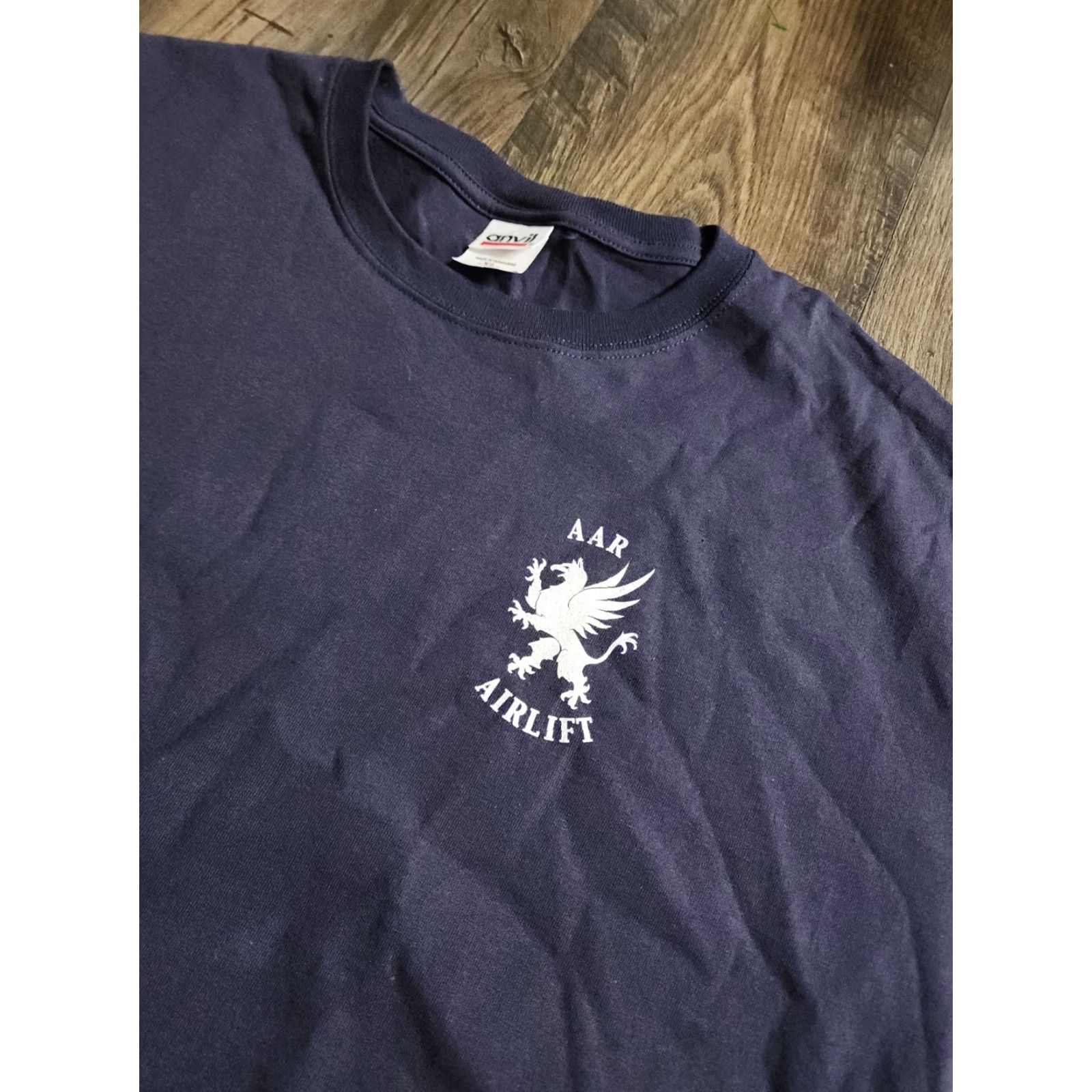 Anvil AAR Airlift Presidential Airways Blackwater Private Aviation Mens T-Shirt XL Blue Cotton Anvil Logo Crew Neck Short Sleeve Size US XL / EU 56 / 4 - 2 Thumbnail