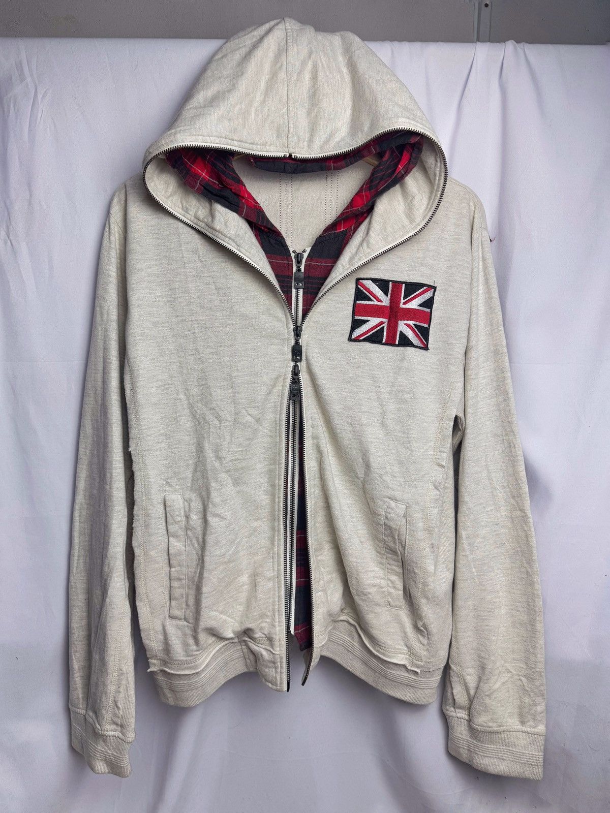 Pre-owned If Six Was Nine X Le Grande Bleu L G B Semanticdesign Double Layer England Hoodie Full Zipper In Grey