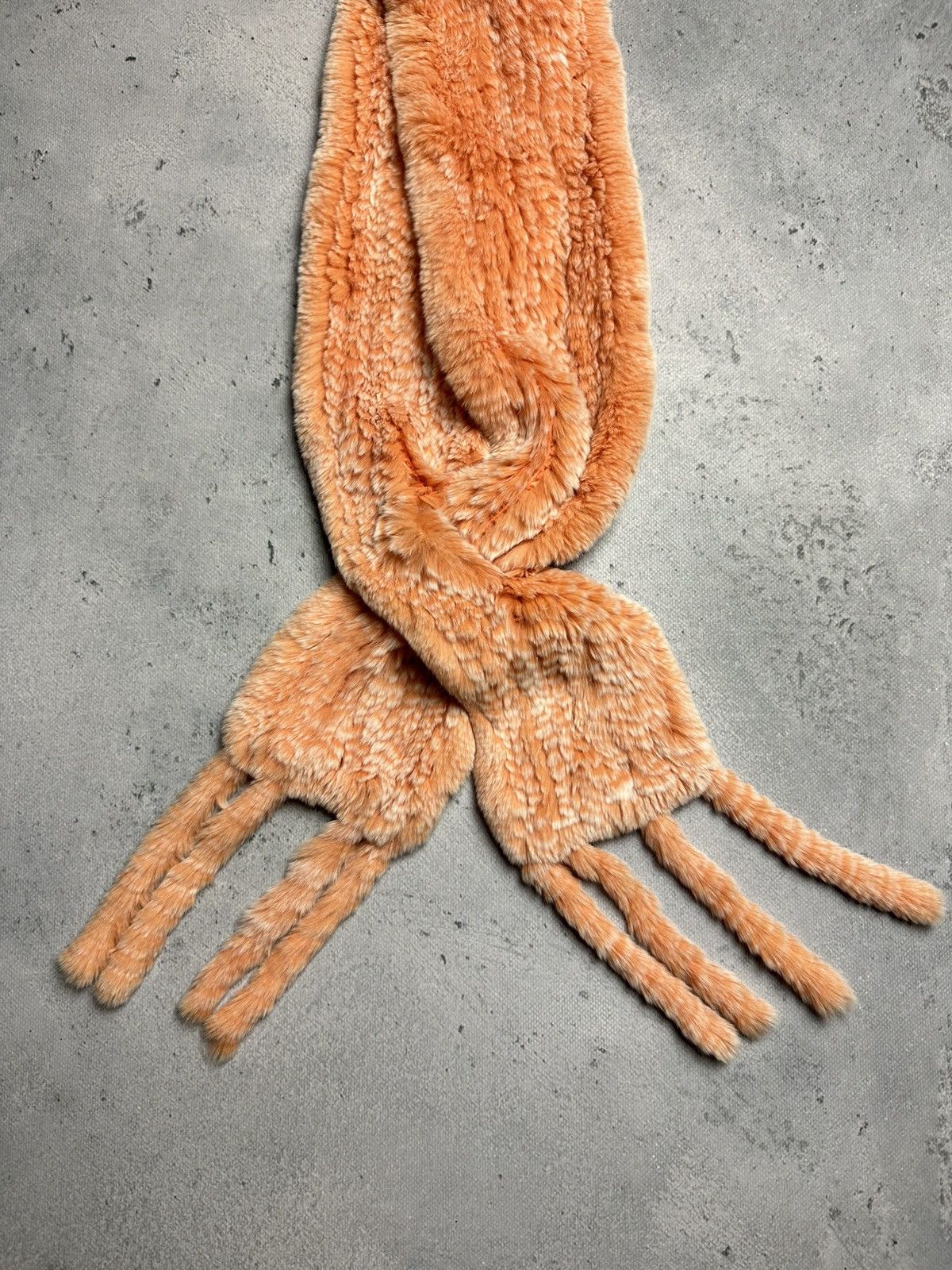 Vintage Mersmann Orange Rabbit Real Fur Scarf Hype Avant Garde Lux Size ONE SIZE - 2 Thumbnail