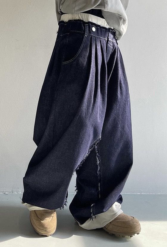 Japanese Brand × Vintage Outdoor cleanfit folded hem distressed pleated baggy jeans Size US 32 / EU 48 - 3 Thumbnail