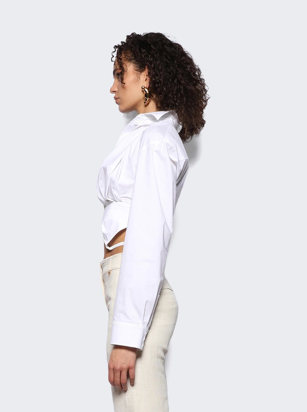 Jacquemus o1mle0824 La Chemise Bahia Courte in White Size XS / US 0-2 / IT 36-38 - 4 Thumbnail