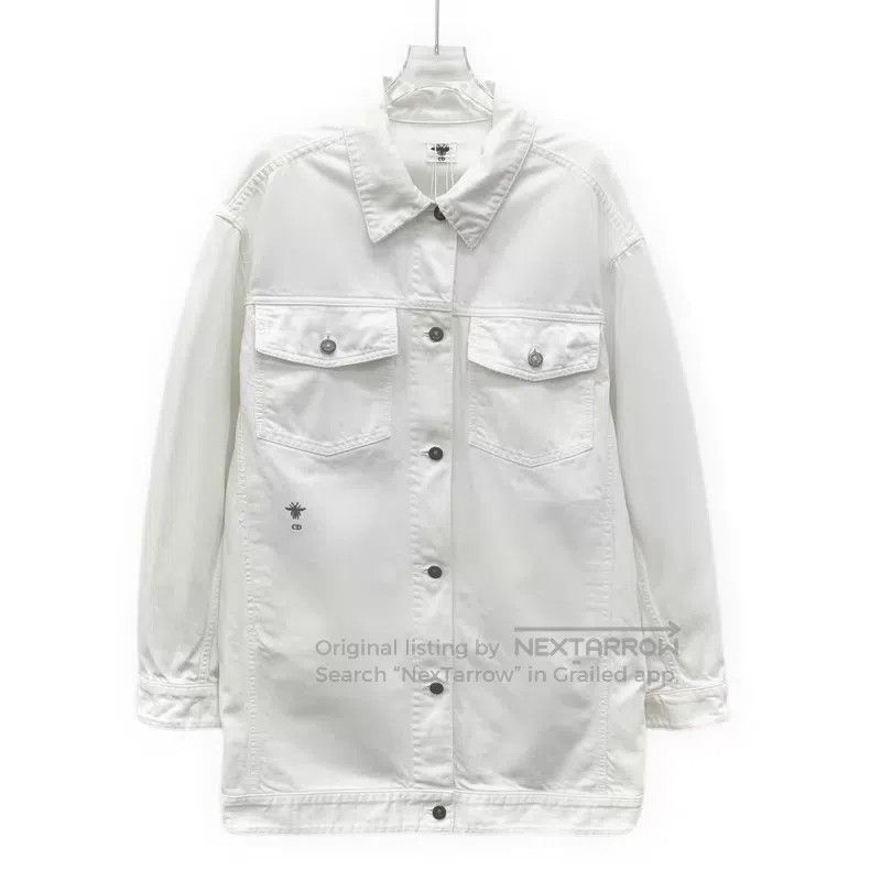 Dior Dior White bee embroidery cotton lapel single-breasted lon Size XS / US 0-2 / IT 36-38 - 1 Thumbnail