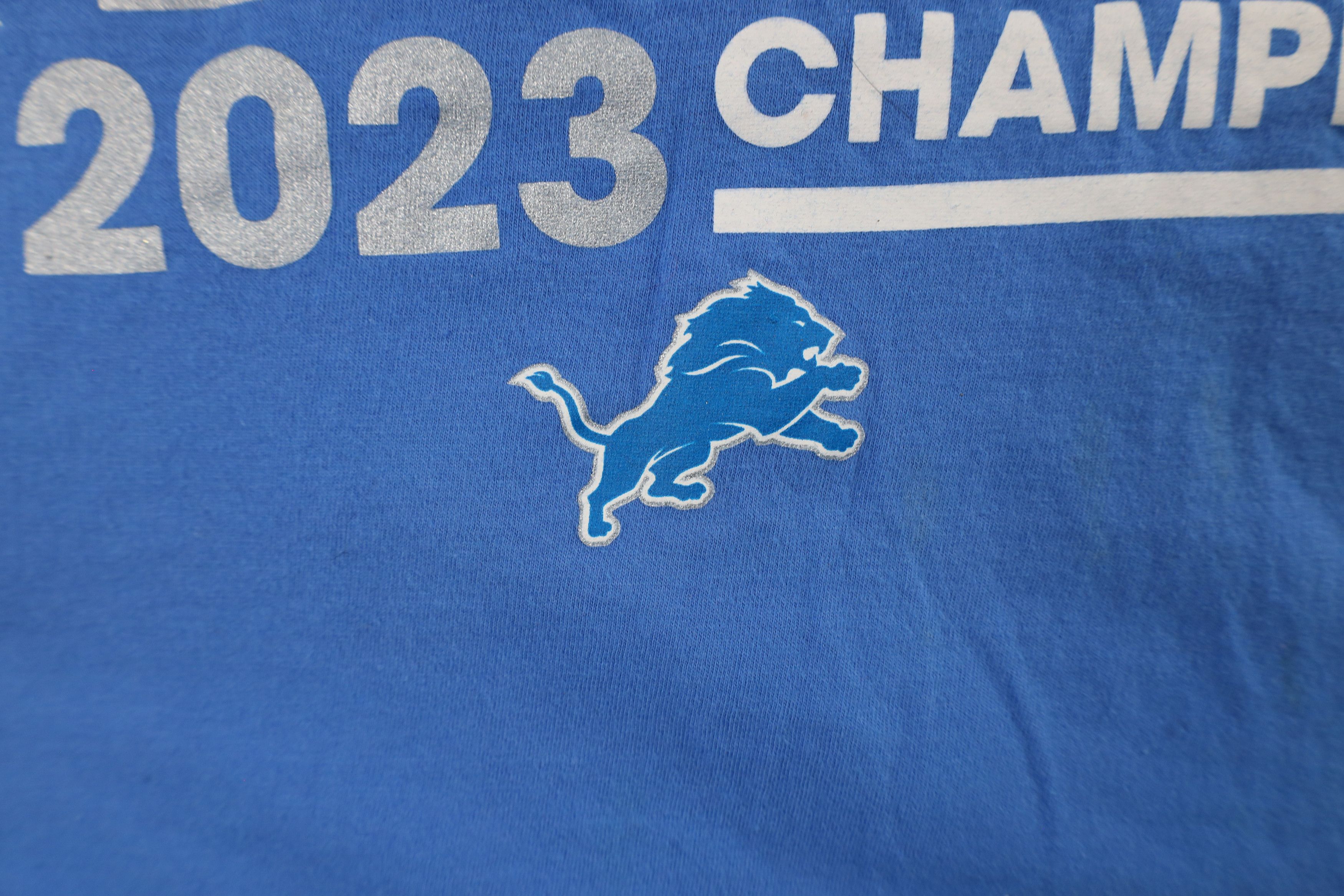Vintage Fanatics North Champions Detroit Lions Football T-Shirt Blue Size US XXL / EU 58 / 5 - 7 Thumbnail