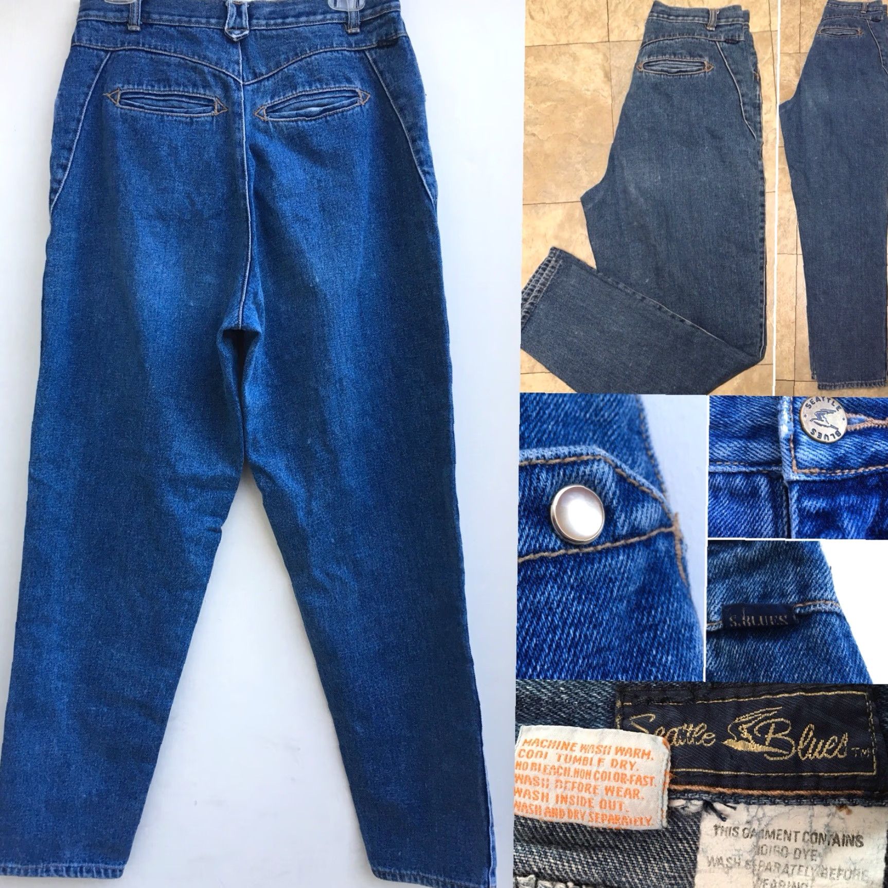Vintage VINTAGE Seattle Blues Jeans High Waist 80s Tapered Leg Jeans, Size 15, 30.5 in Waist, 31.5 in Inseam, Blue, Denim, Juniors, Casual, Mens Girls Womens Size 36" / US 14 / IT 50 - 2 Thumbnail