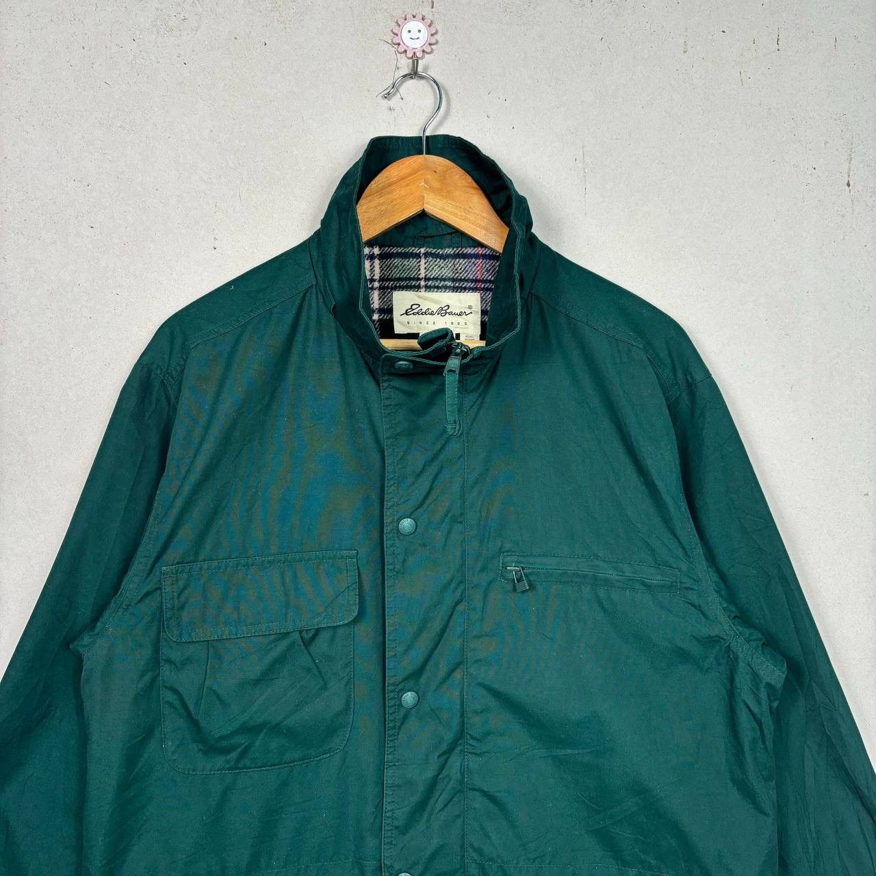 Vintage Eddie Bauer Wool Plaid Coat Parka Jacket Green